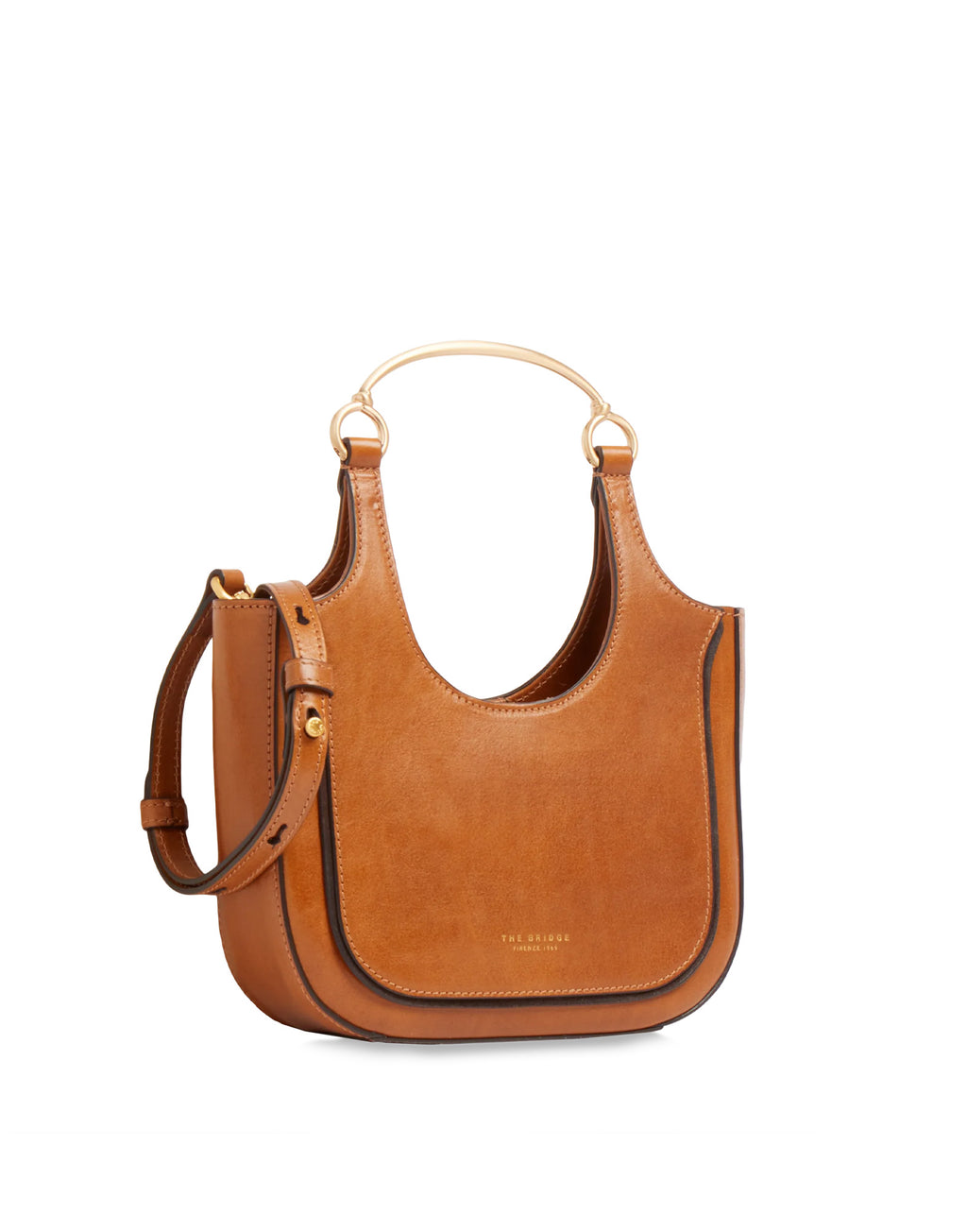 THE BRIDGE Luce Borsa Hobo Mini in Pelle con Manico Gioiello Cognac