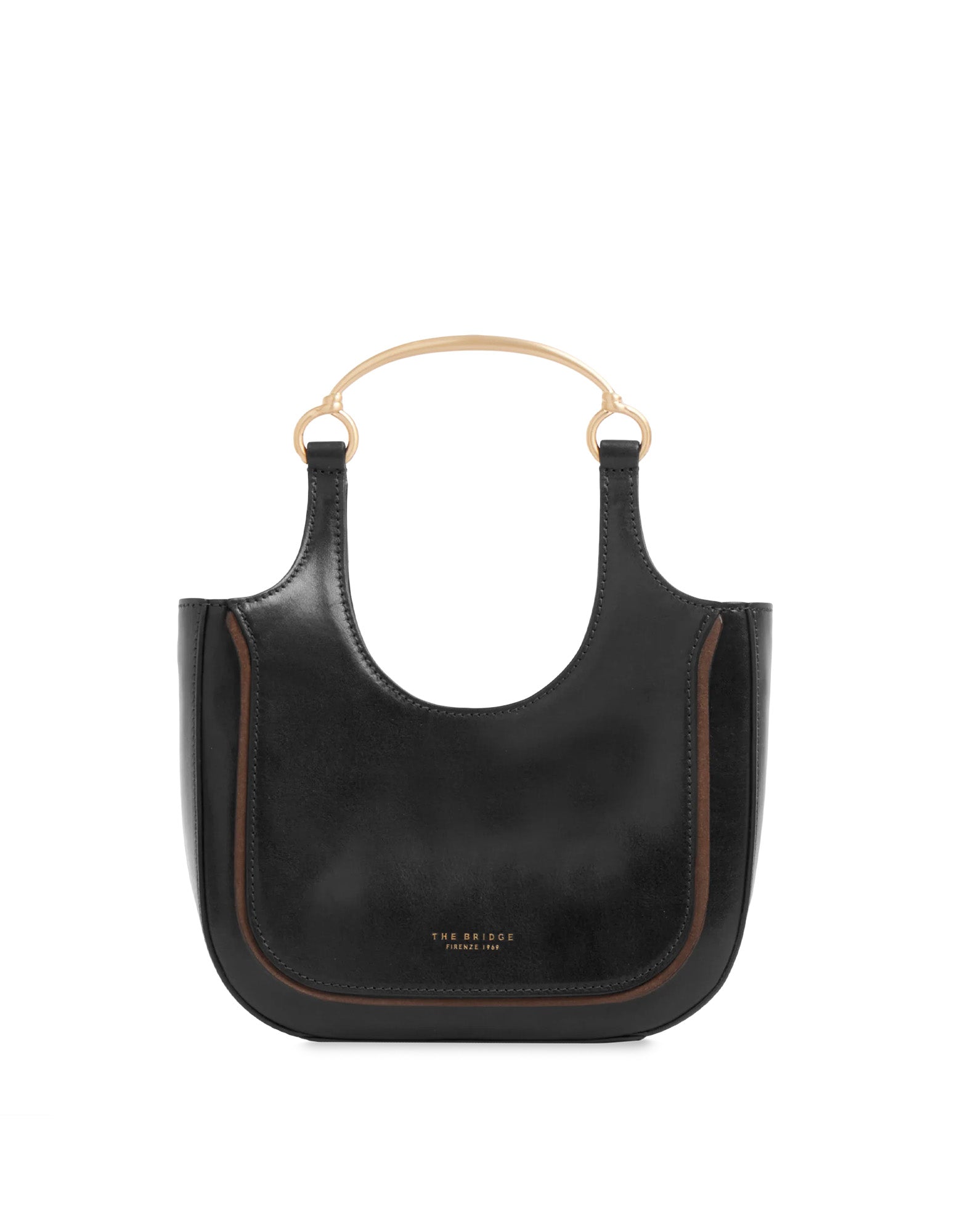 THE BRIDGE Luce Borsa Hobo Mini in Pelle con Manico Gioiello Nera