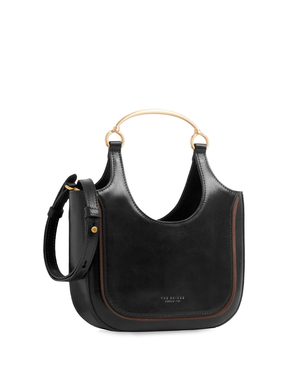 THE BRIDGE Luce Borsa Hobo Mini in Pelle con Manico Gioiello Nera