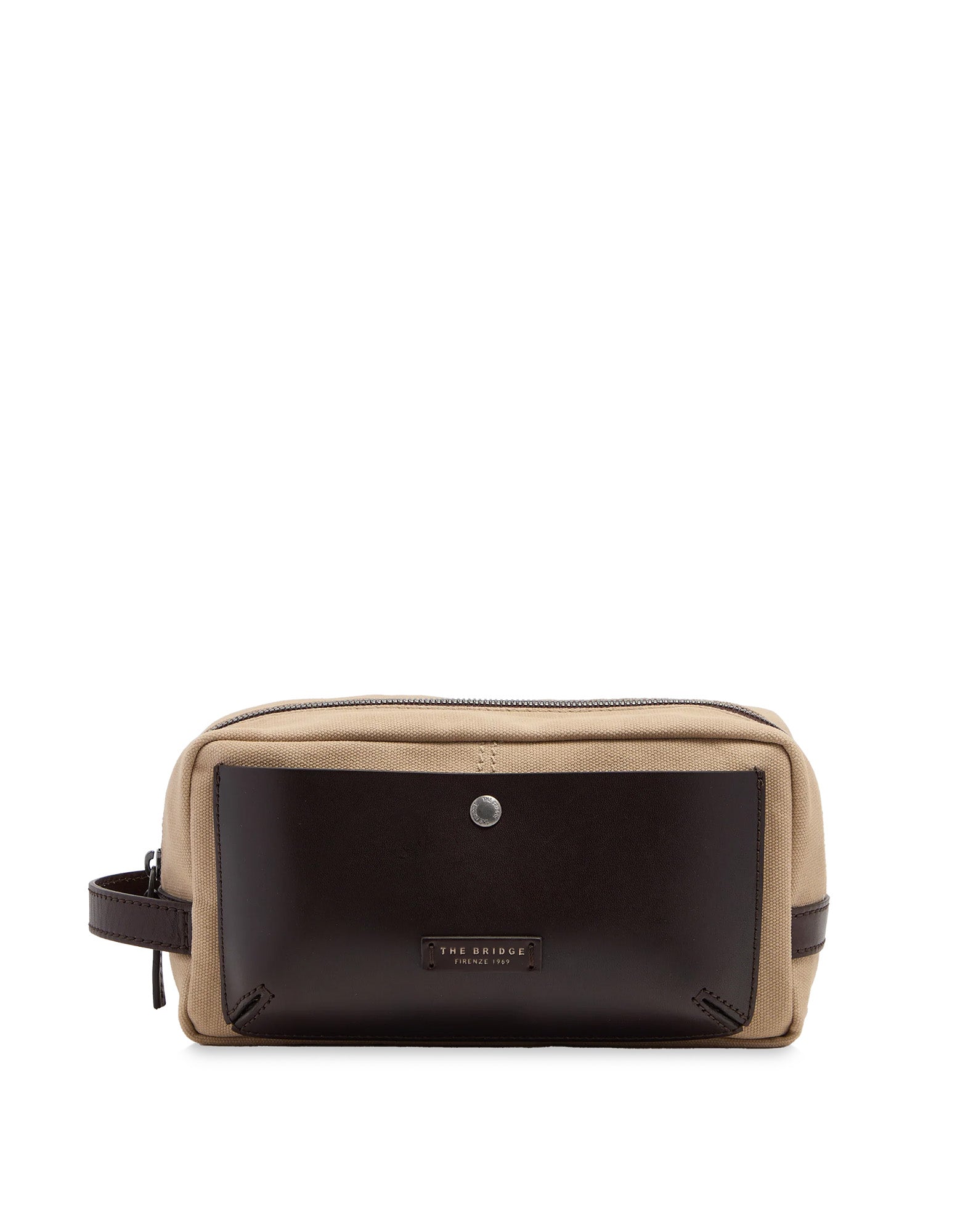 THE BRIDGE Igor Beauty Case in Pelle e Tessuto Natural/Testa Moro