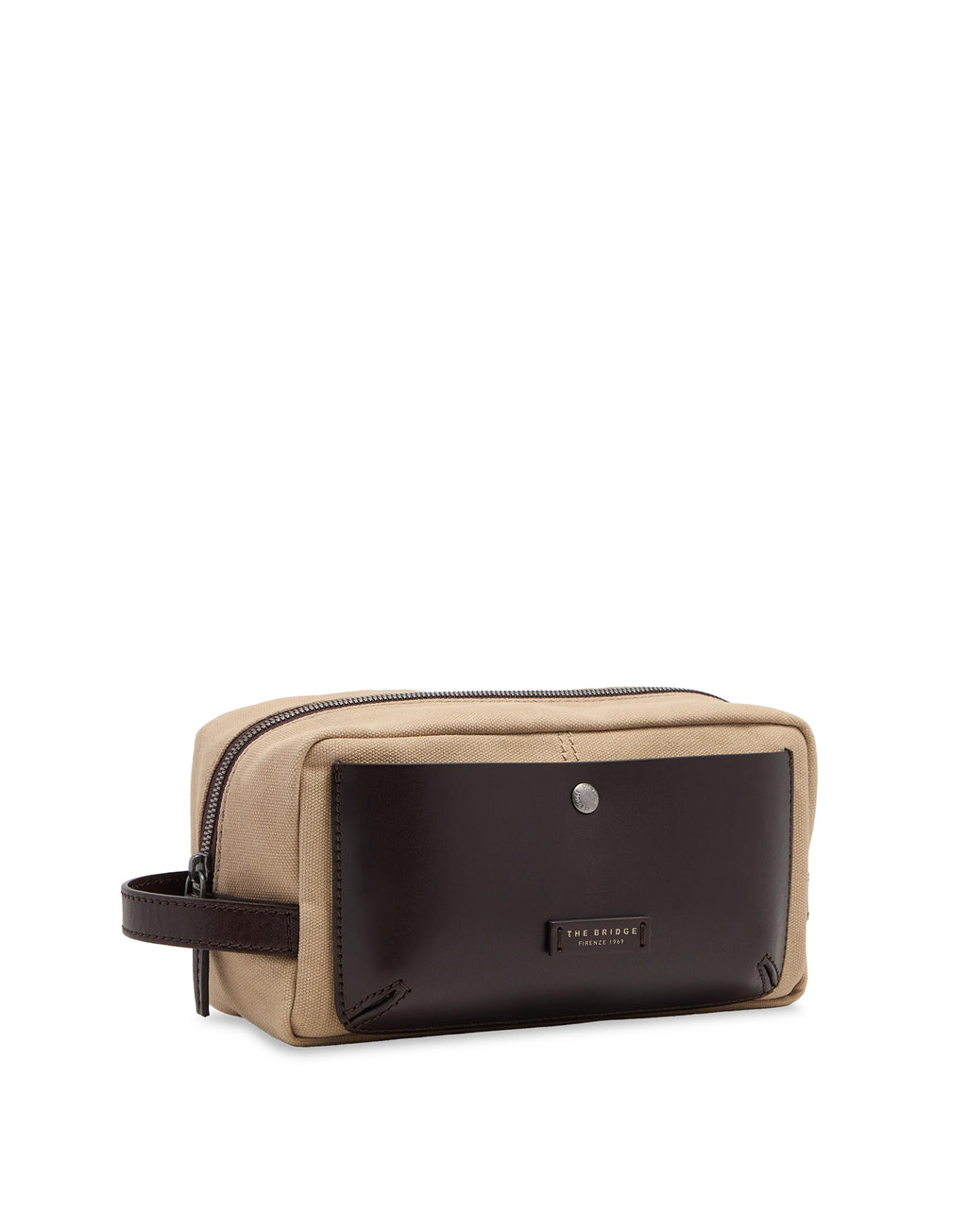 THE BRIDGE Igor Beauty Case in Pelle e Tessuto Natural/Testa Moro