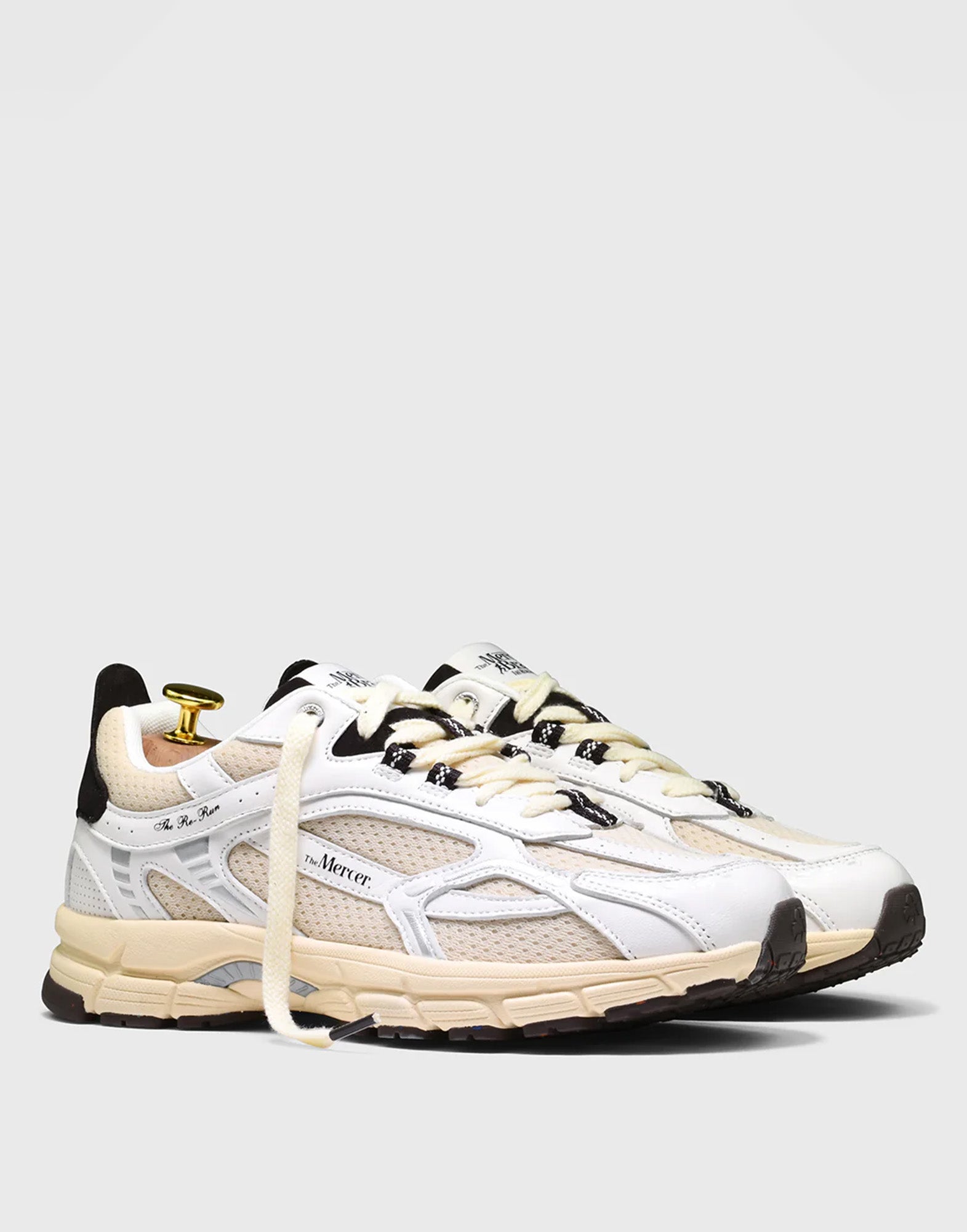 THE MERCER BRAND Re-Run Vintage Nappa Sneakers in Pelle e Mesh White/Brown