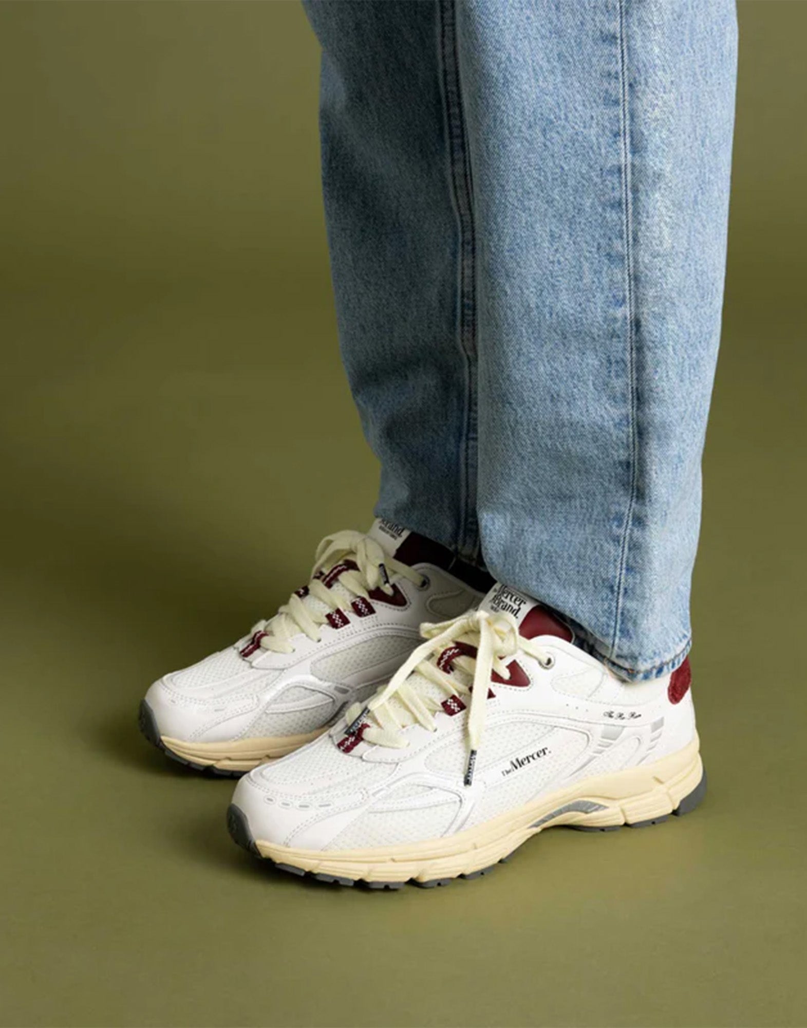 THE MERCER BRAND Re-Run Vintage Nappa Sneakers in Pelle e Mesh White/Red