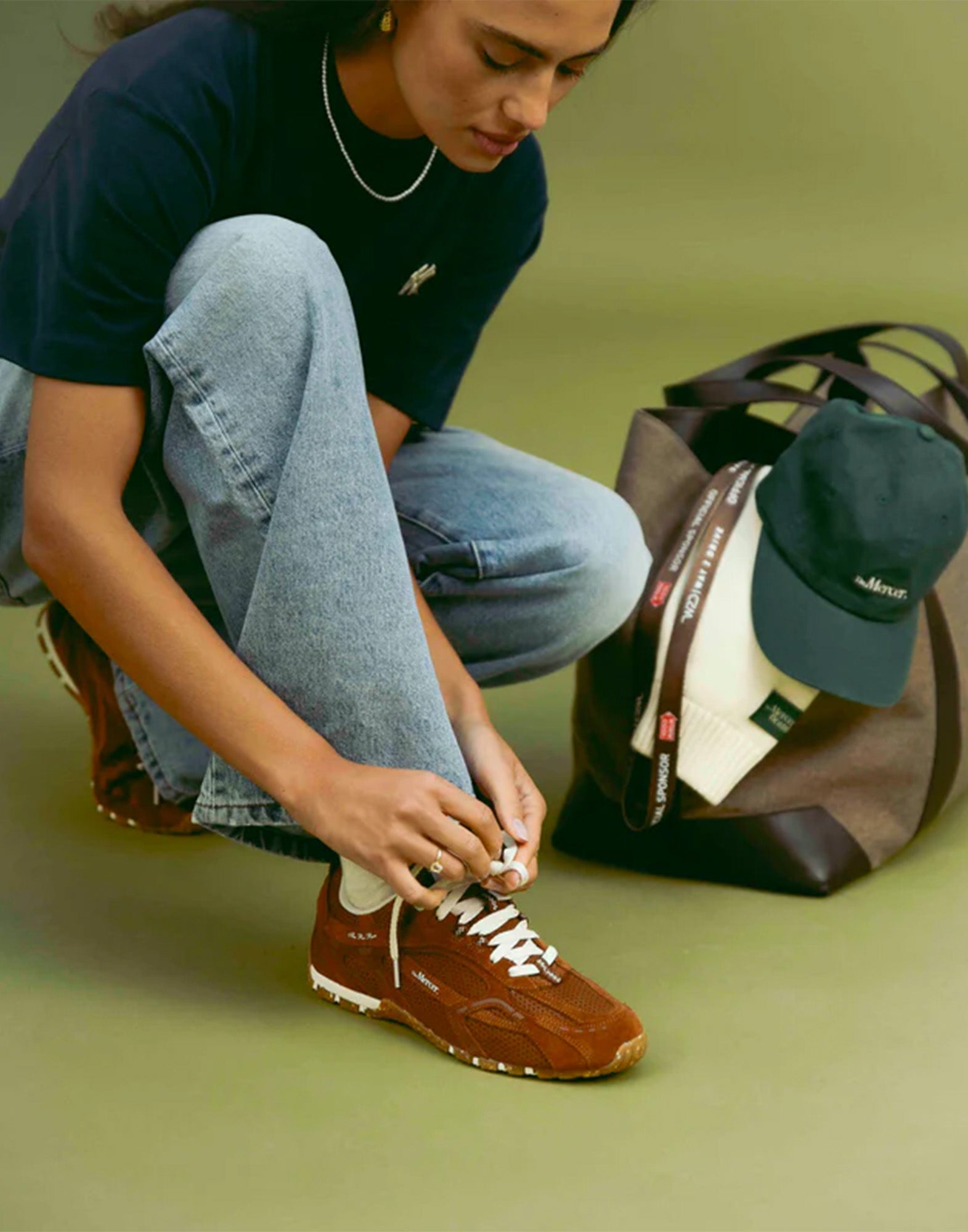 THE MERCER BRAND Re-Run Drive Sneakers in Suede e Mesh Brown