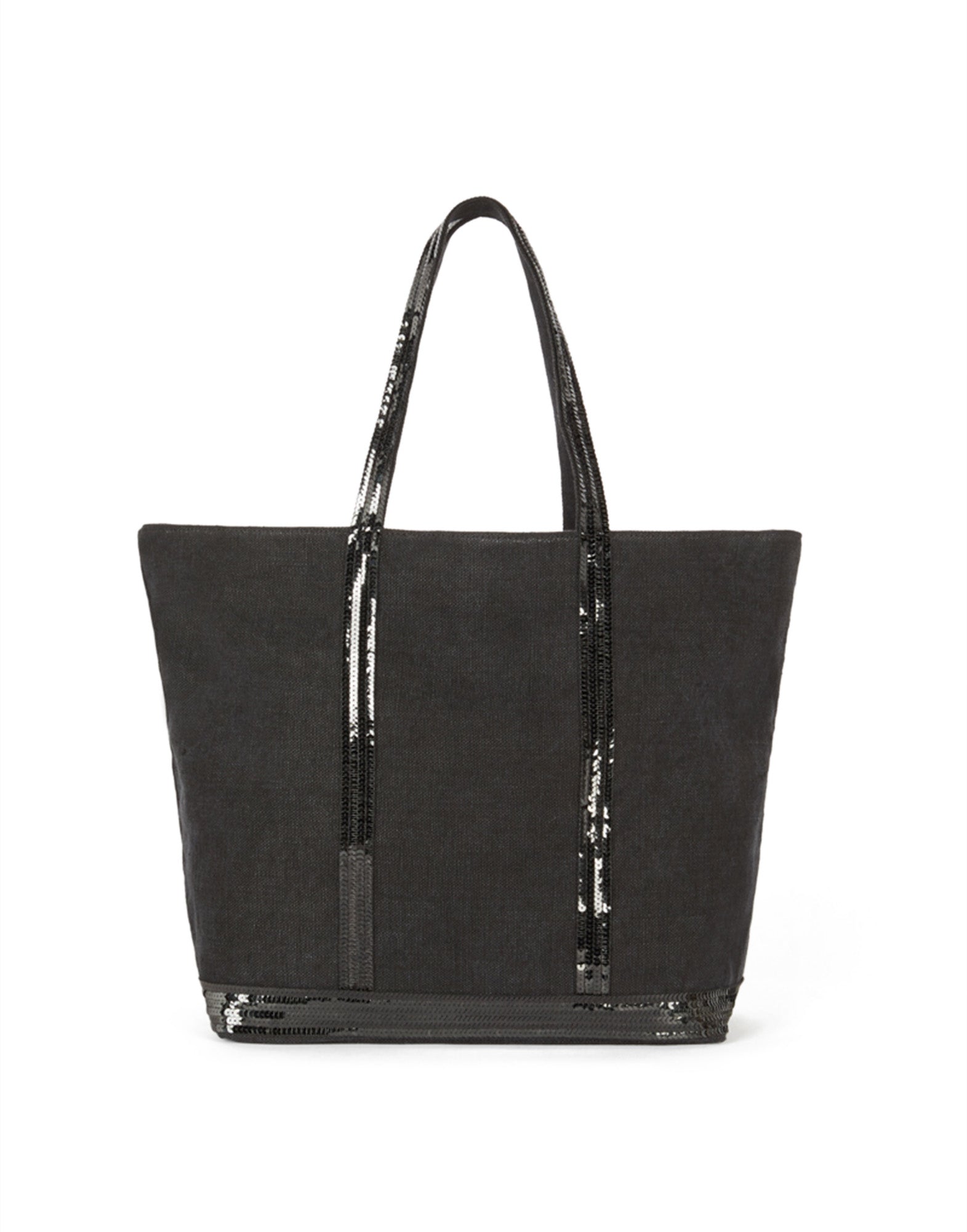 VANESSA BRUNO Cabas L Borsa a Spalla in Tela con Paillettes Noir