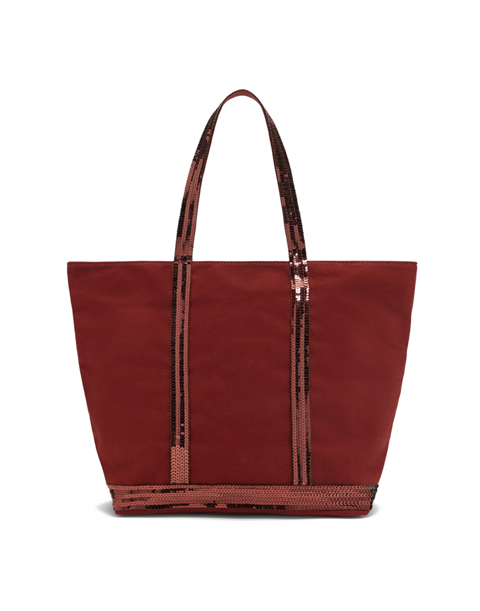 VANESSA BRUNO Cabas M in Canvas con Zip e Paillettes Terre