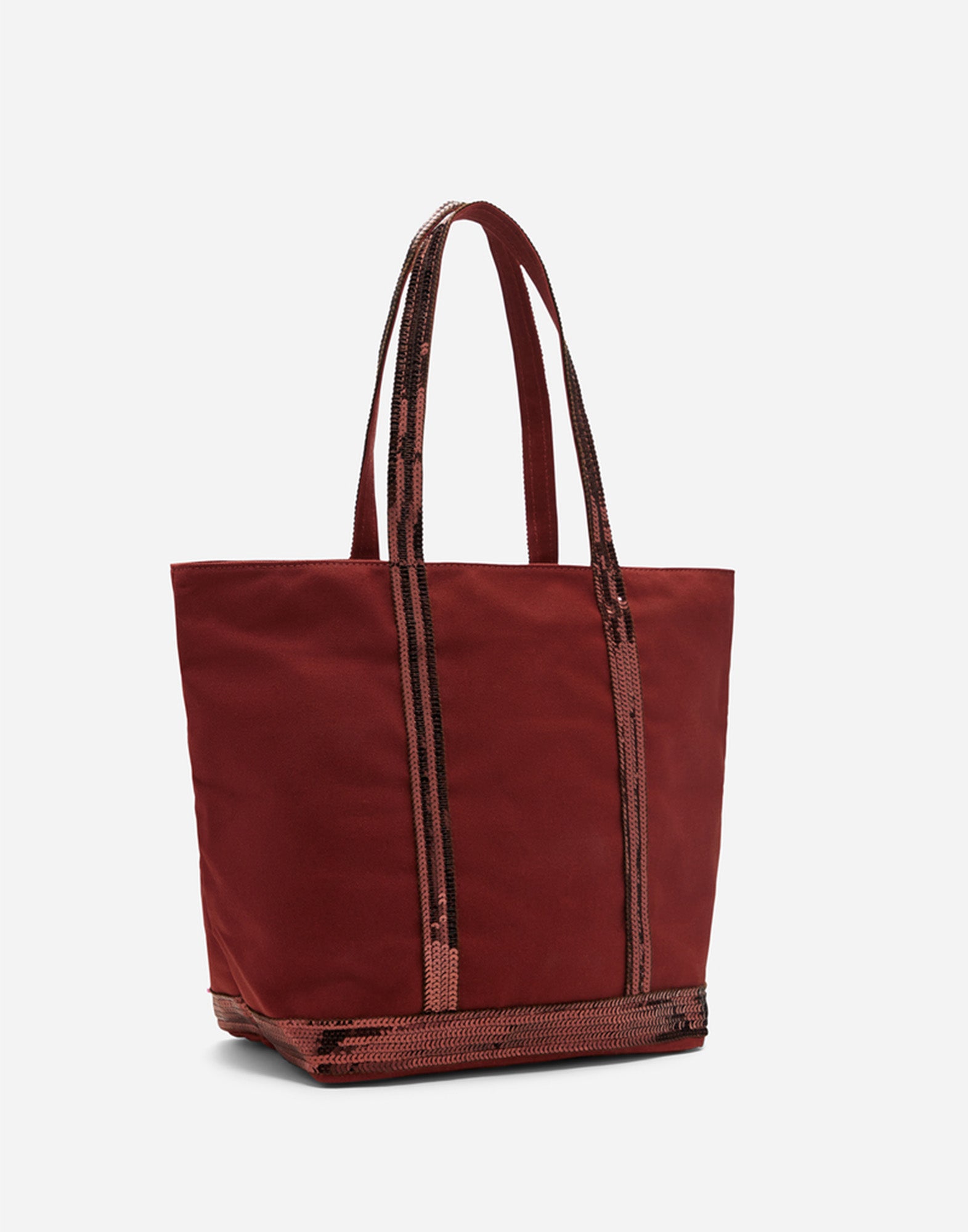 VANESSA BRUNO Cabas M in Canvas con Zip e Paillettes Terre