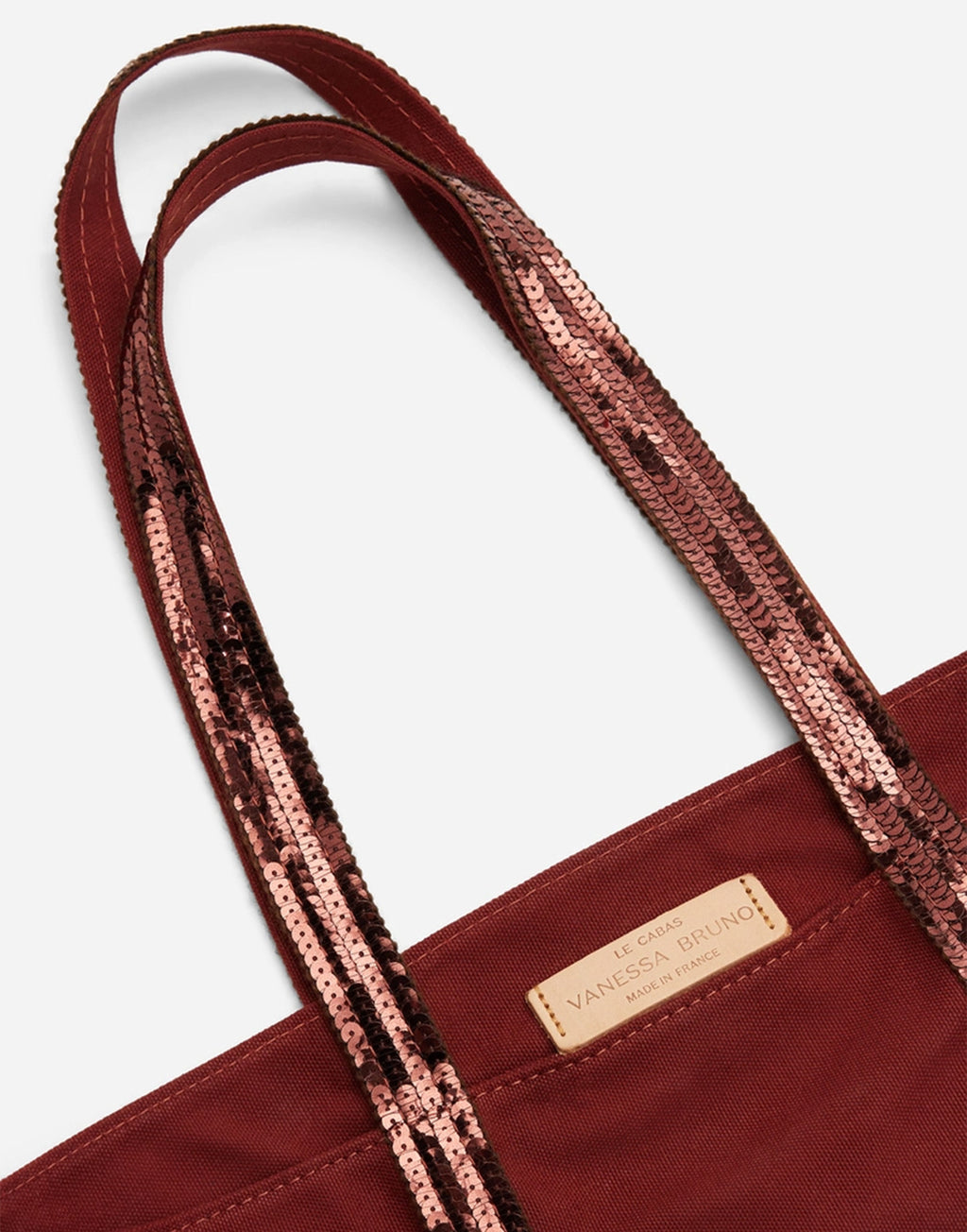 VANESSA BRUNO Cabas M in Canvas con Zip e Paillettes Terre