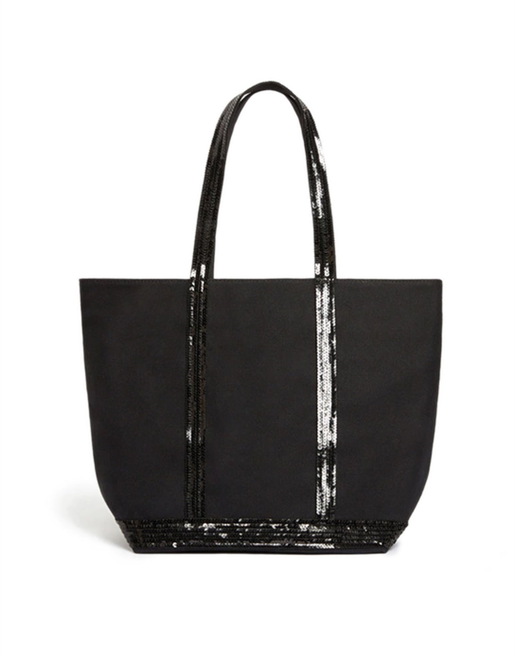 VANESSA BRUNO Cabas M in Canvas con Zip e Paillettes Noir