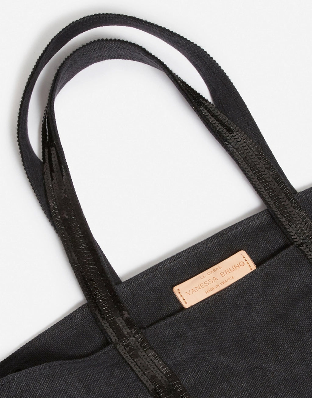 VANESSA BRUNO Cabas M in Canvas con Zip e Paillettes Noir