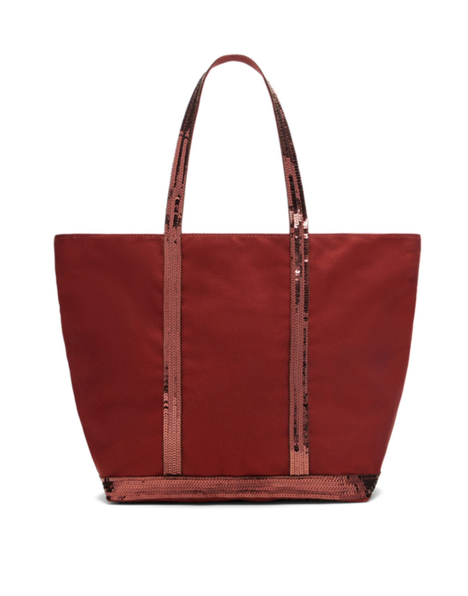VANESSA BRUNO Cabas L in Canvas con Zip e Paillettes Terre