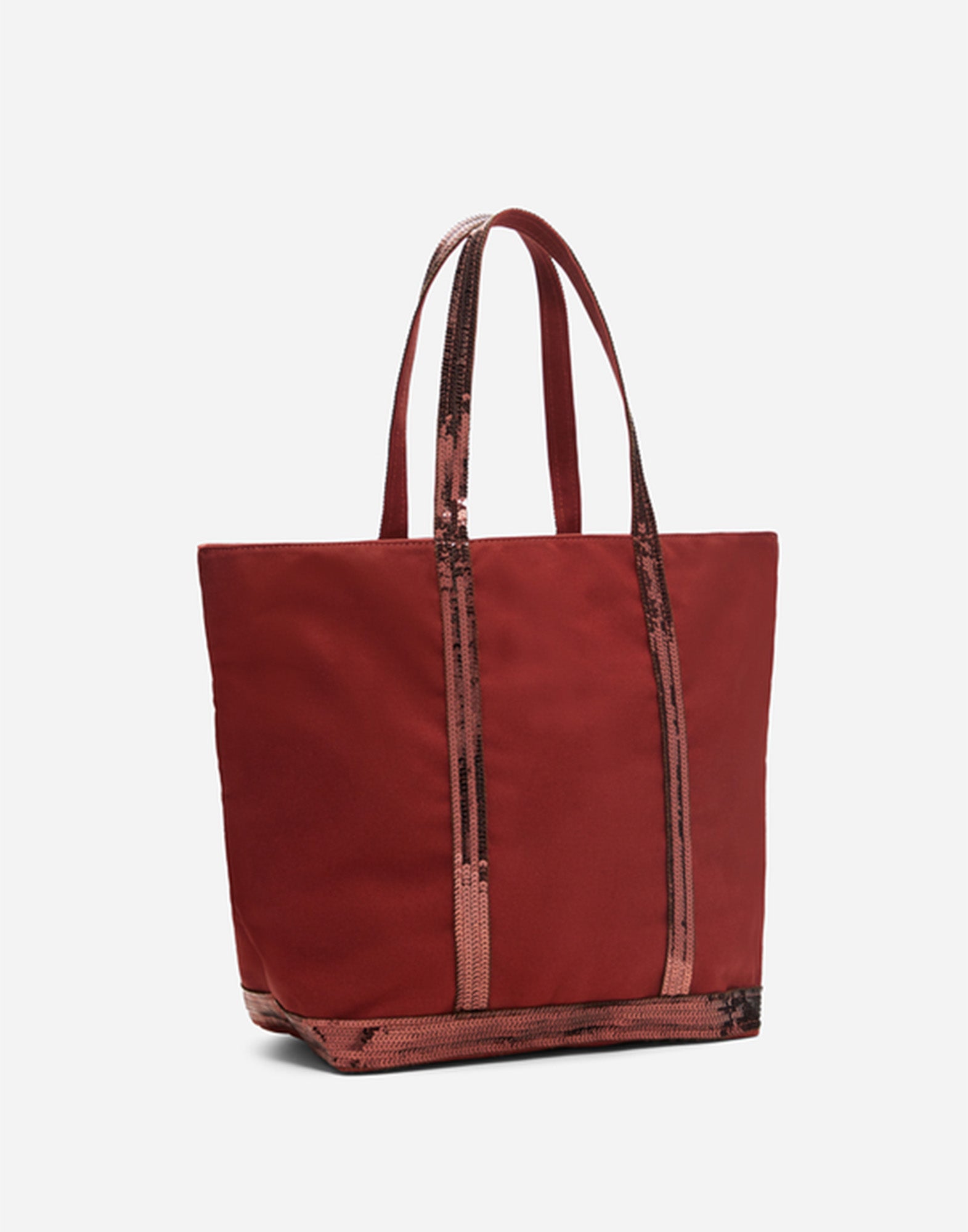 VANESSA BRUNO Cabas L in Canvas con Zip e Paillettes Terre