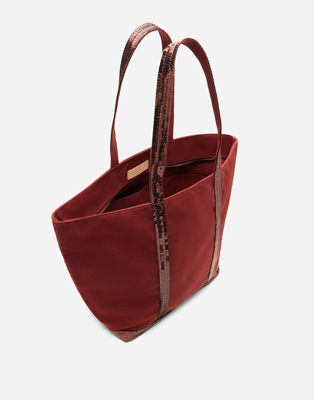 VANESSA BRUNO Cabas L in Canvas con Zip e Paillettes Terre