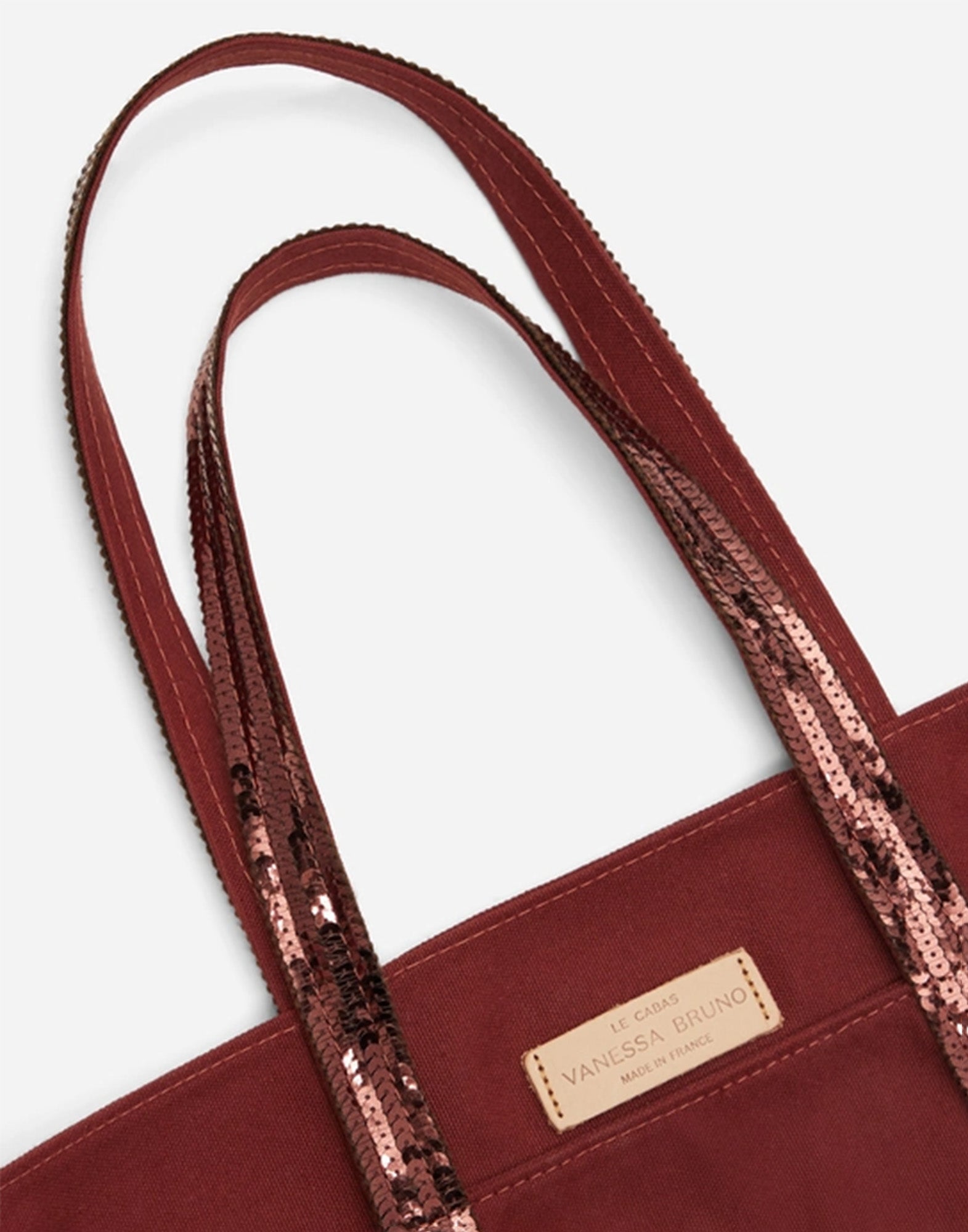 VANESSA BRUNO Cabas L in Canvas con Zip e Paillettes Terre