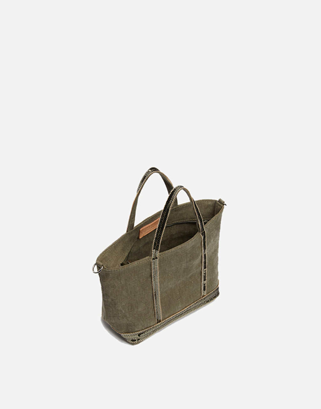 VANESSA BRUNO Cabas XS in Lino con Paillettes Khaki