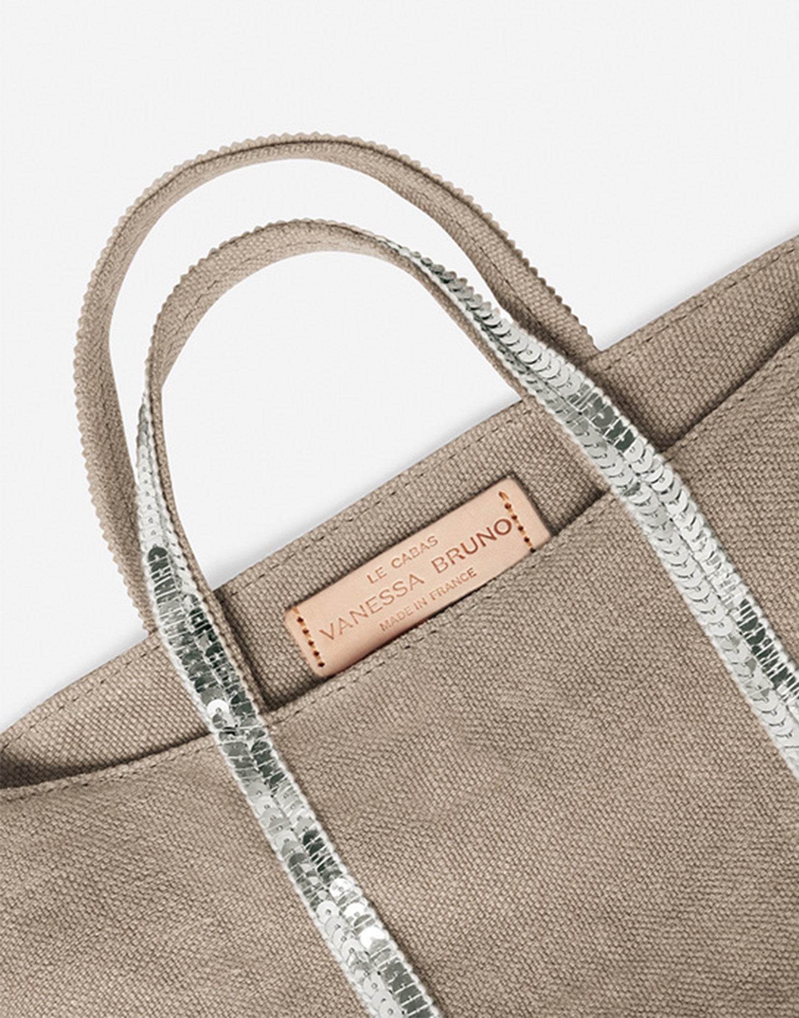 VANESSA BRUNO Cabas XS in Lino con Paillettes Calcaire