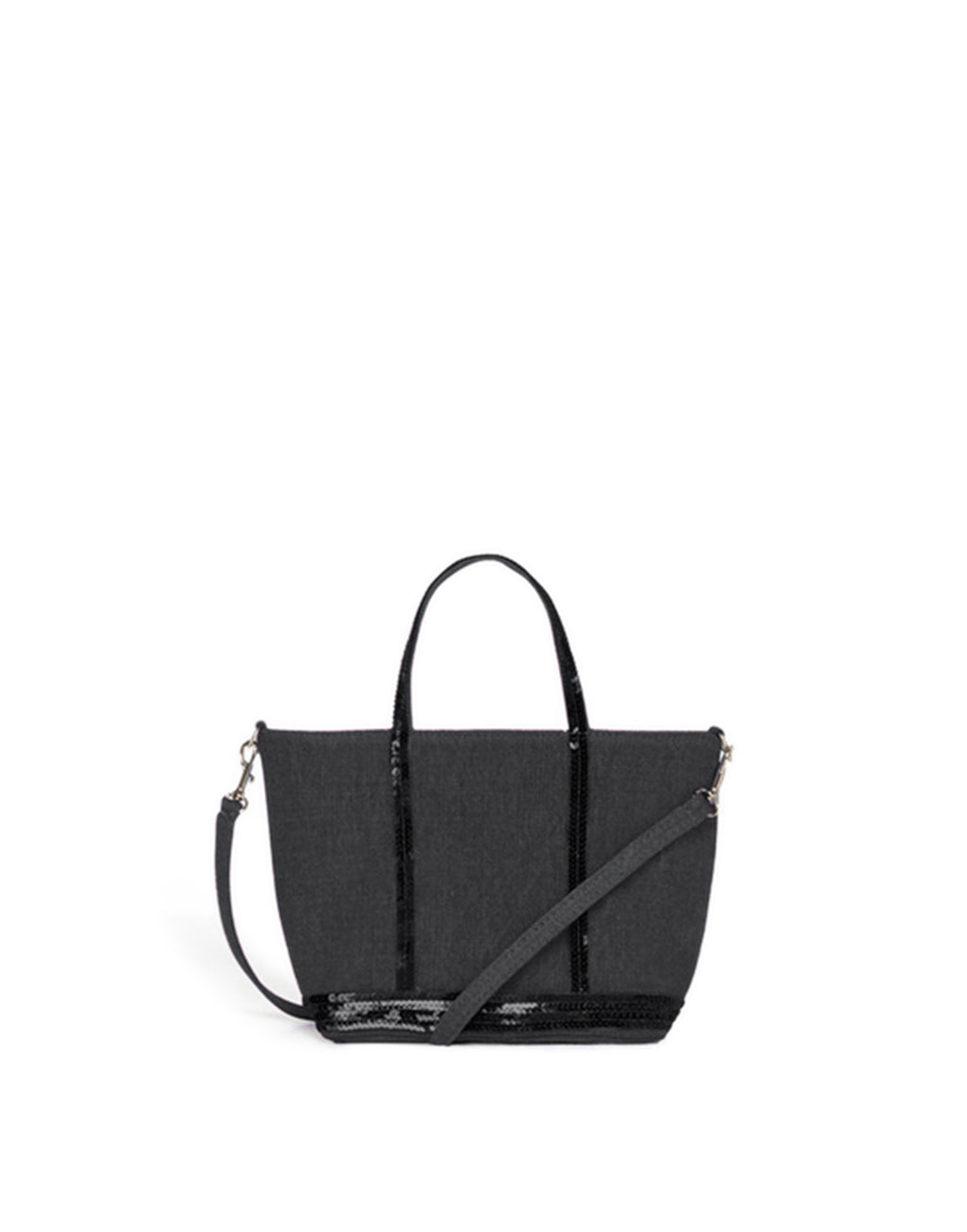 VANESSA BRUNO Cabas XS in Lino con Paillettes Noir