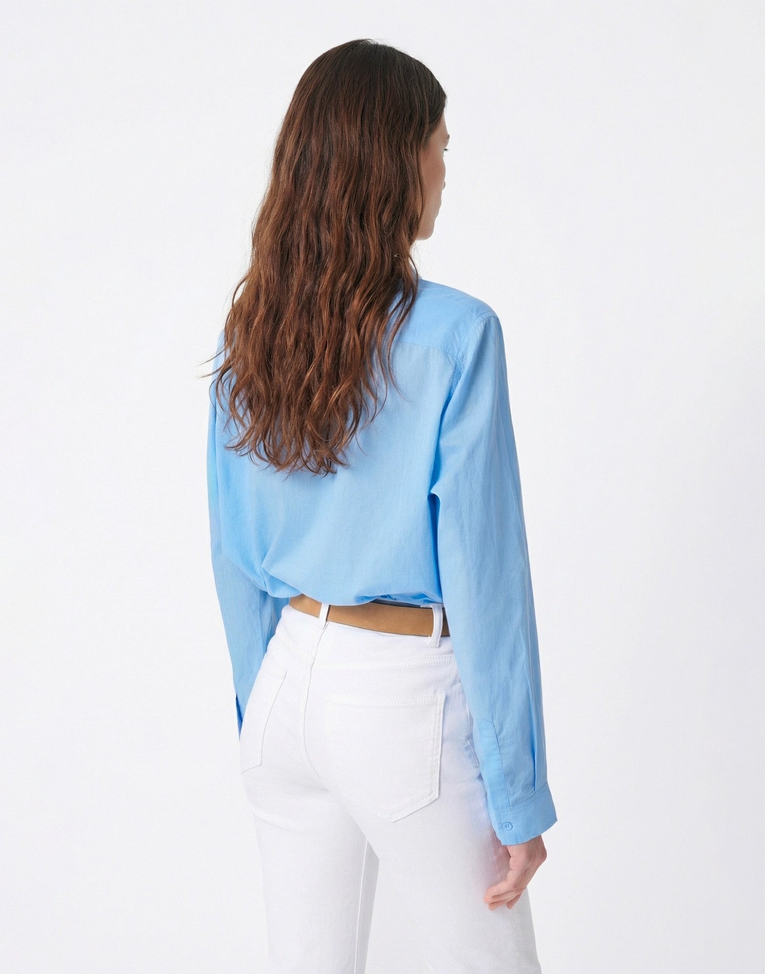 VANESSA BRUNO Camicia Dim in Cotone Voile con Tasche Bleuet