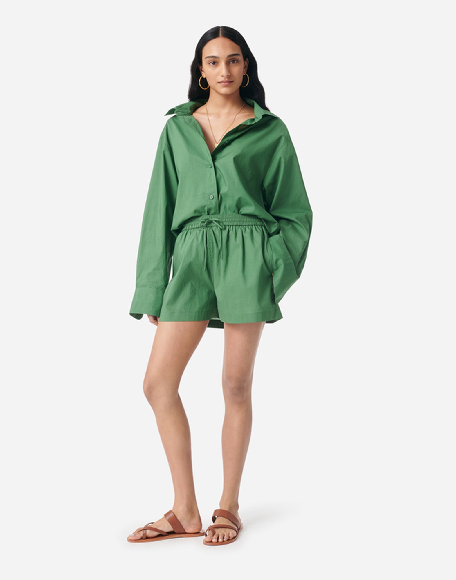 VANESSA BRUNO Galo Shorts in Cotone e Lyocell Olive