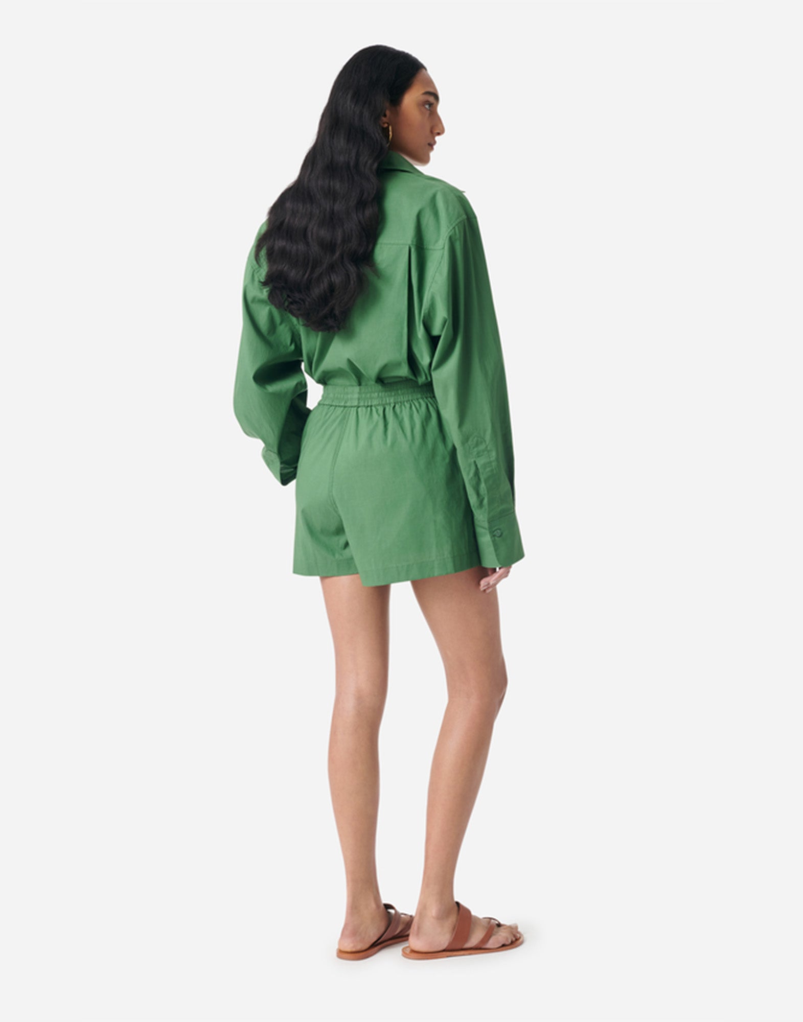 VANESSA BRUNO Galo Shorts in Cotone e Lyocell Olive