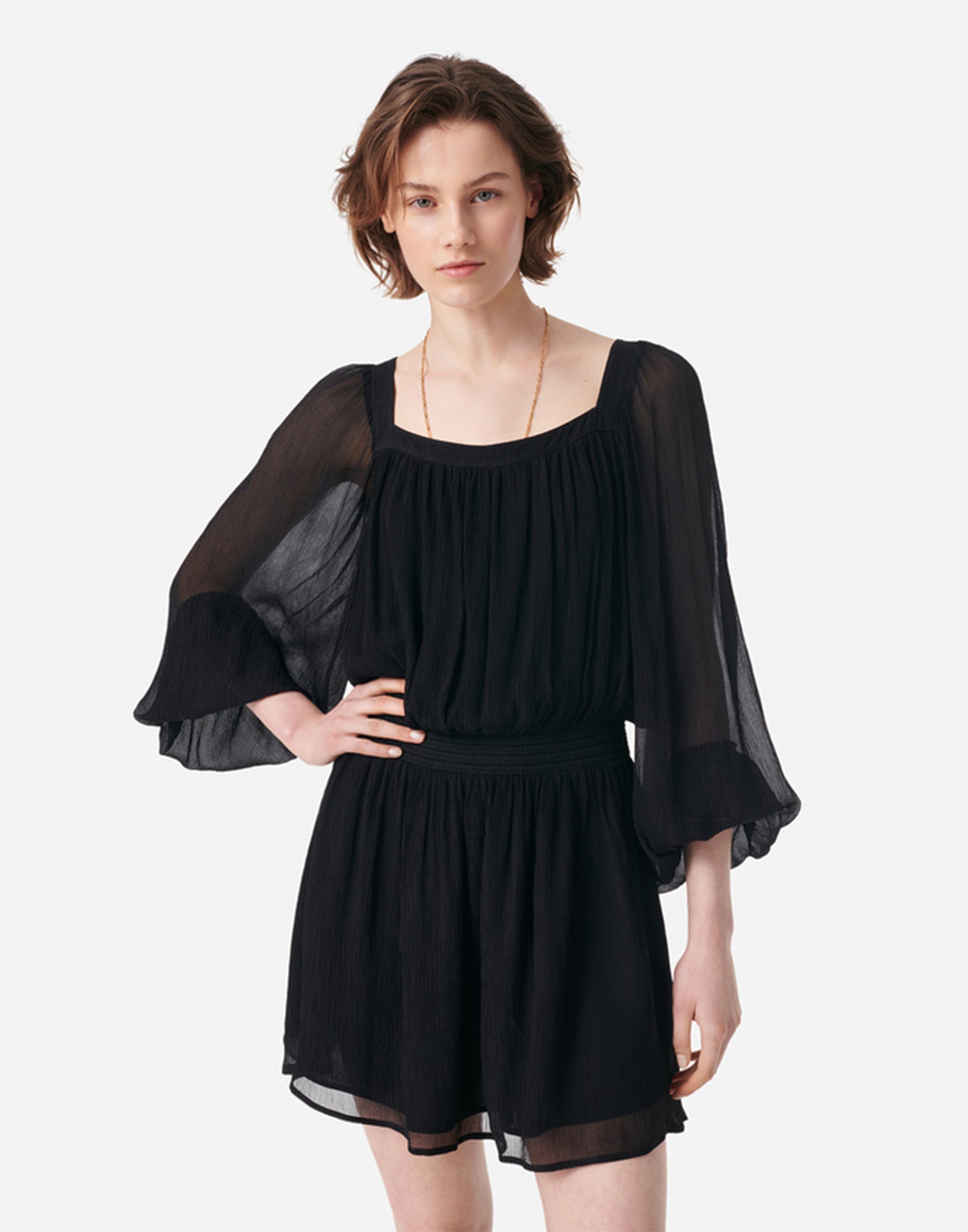 VANESSA BRUNO Abito Corto in Viscosa e Cupro Noir