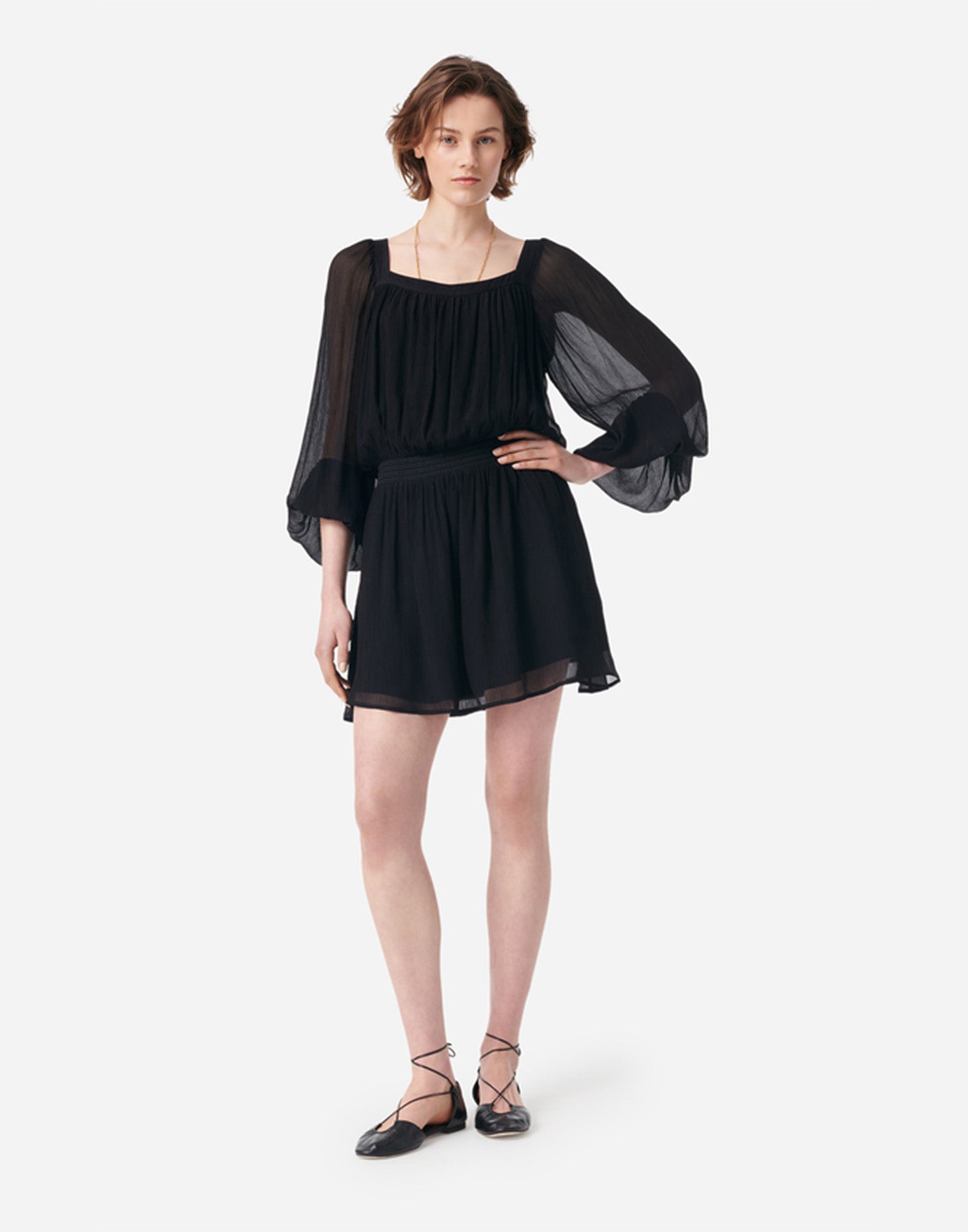 VANESSA BRUNO Abito Corto in Viscosa e Cupro Noir