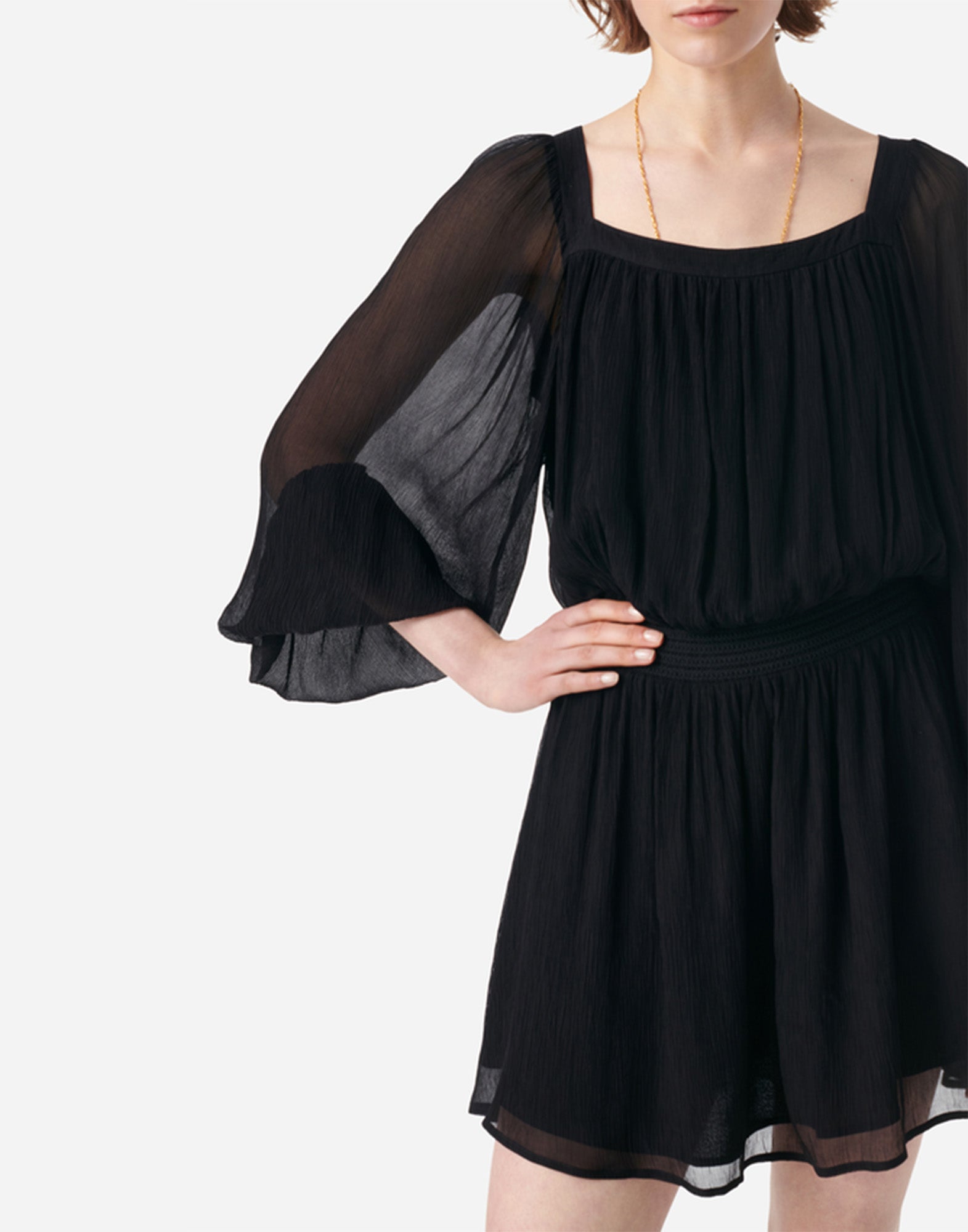 VANESSA BRUNO Abito Corto in Viscosa e Cupro Noir