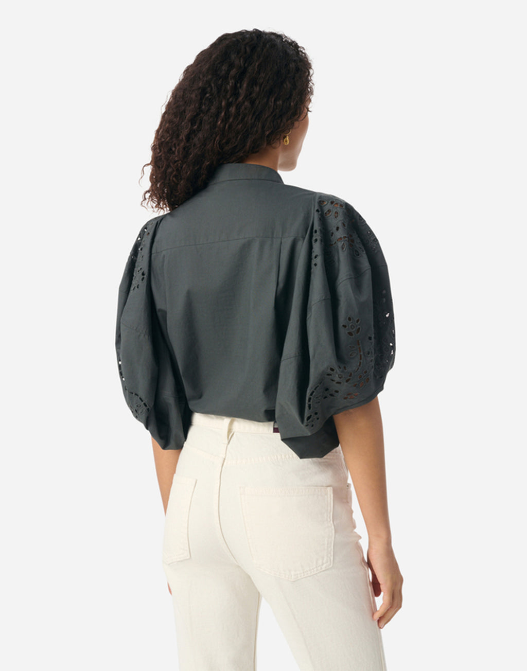 VANESSA BRUNO Felicie Blusa in Cotone con Maniche a Sbuffo Thunderstorm