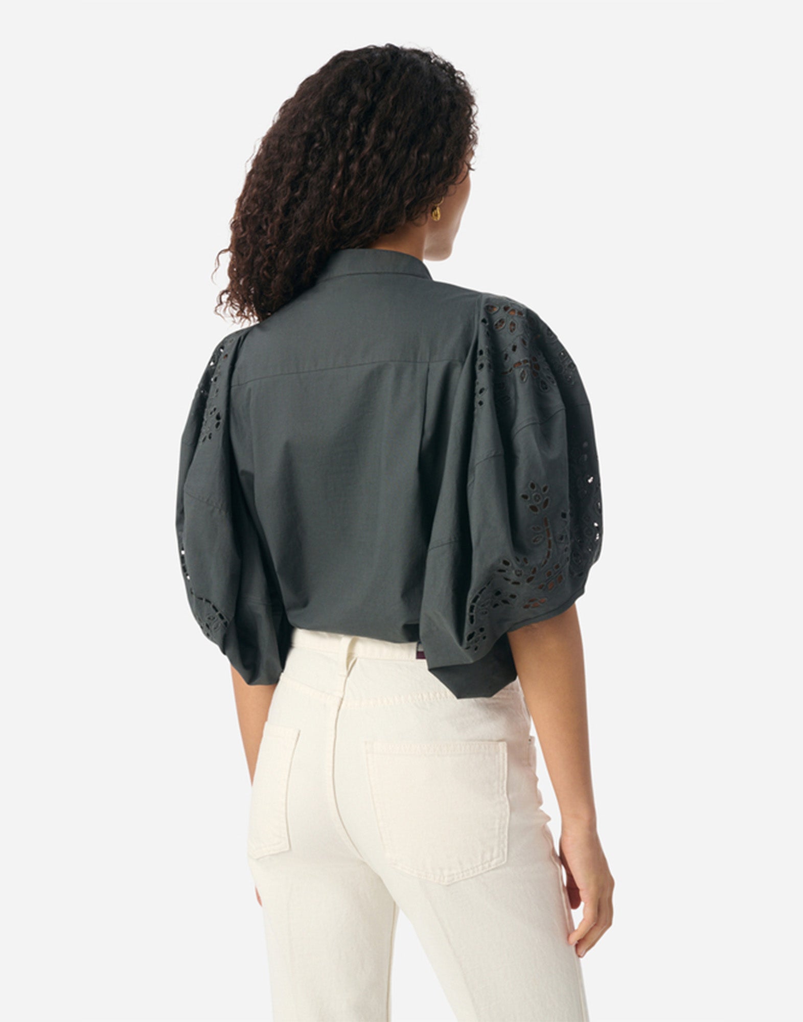 VANESSA BRUNO Felicie Blusa in Cotone con Maniche a Sbuffo Thunderstorm