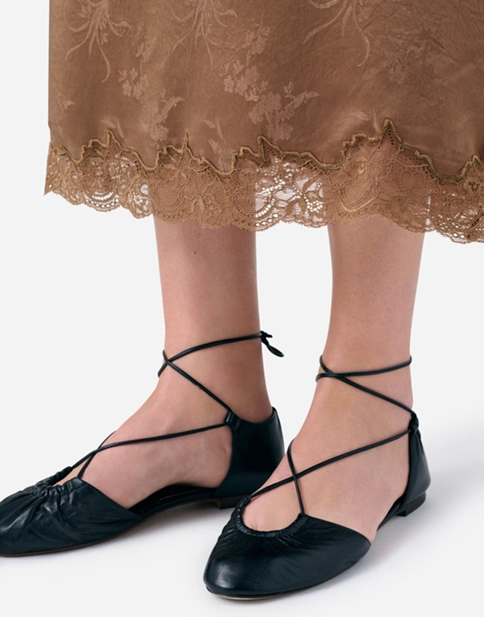 VANESSA BRUNO Gonna Geraldina in Jacquard Satin Marron Glacè