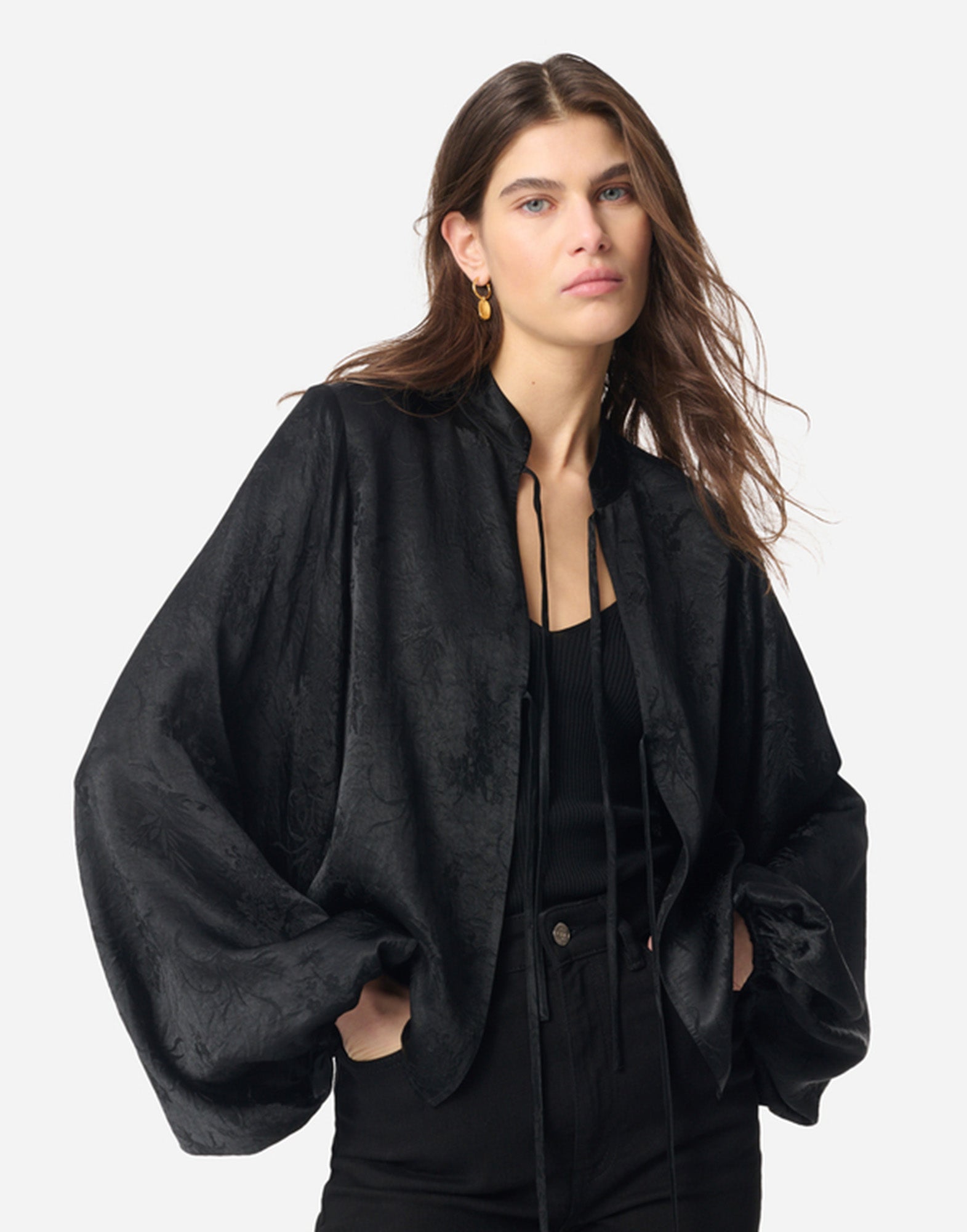 VANESSA BRUNO Blusa Glenys in Jacquard Satin Noir