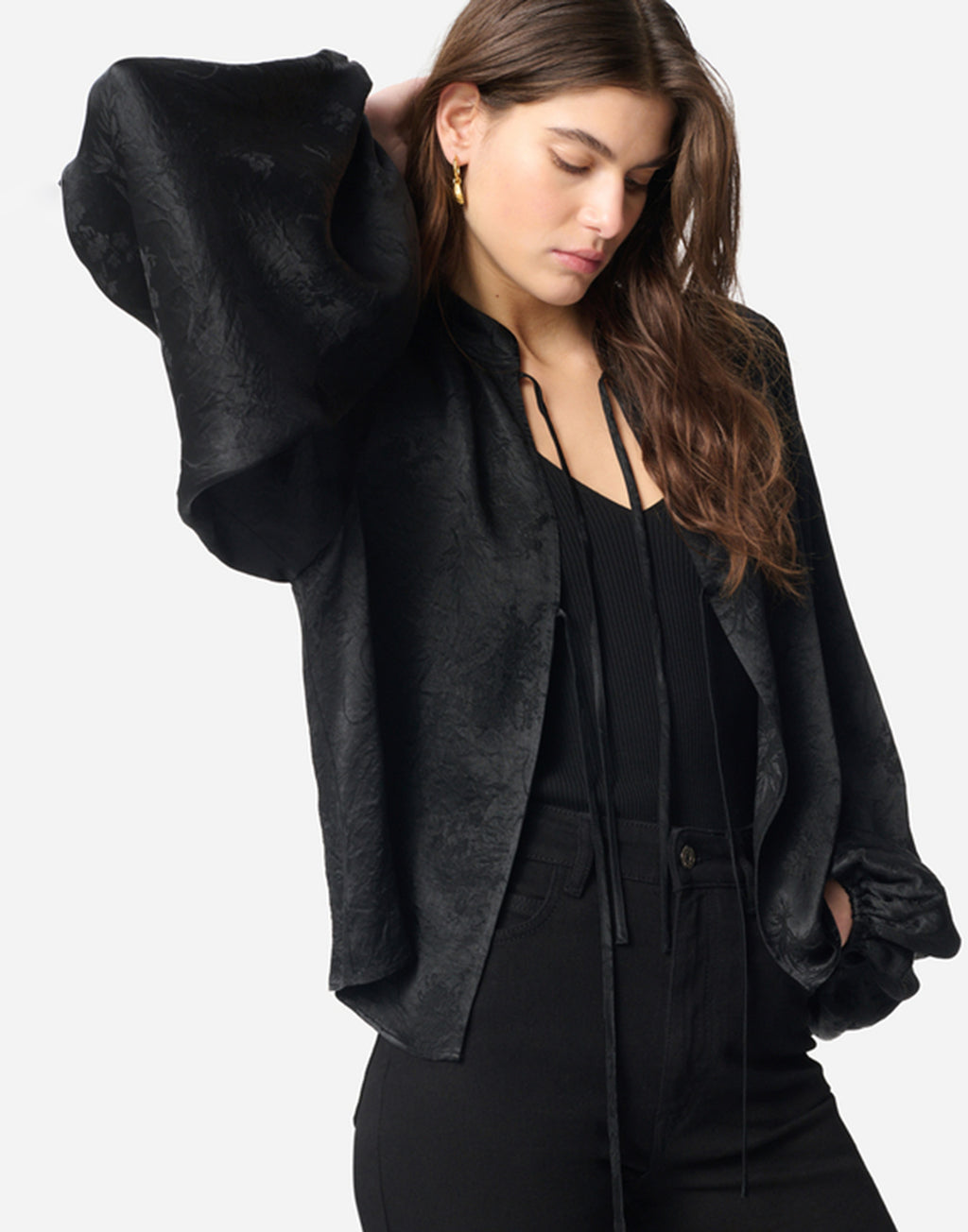 VANESSA BRUNO Blusa Glenys in Jacquard Satin Noir