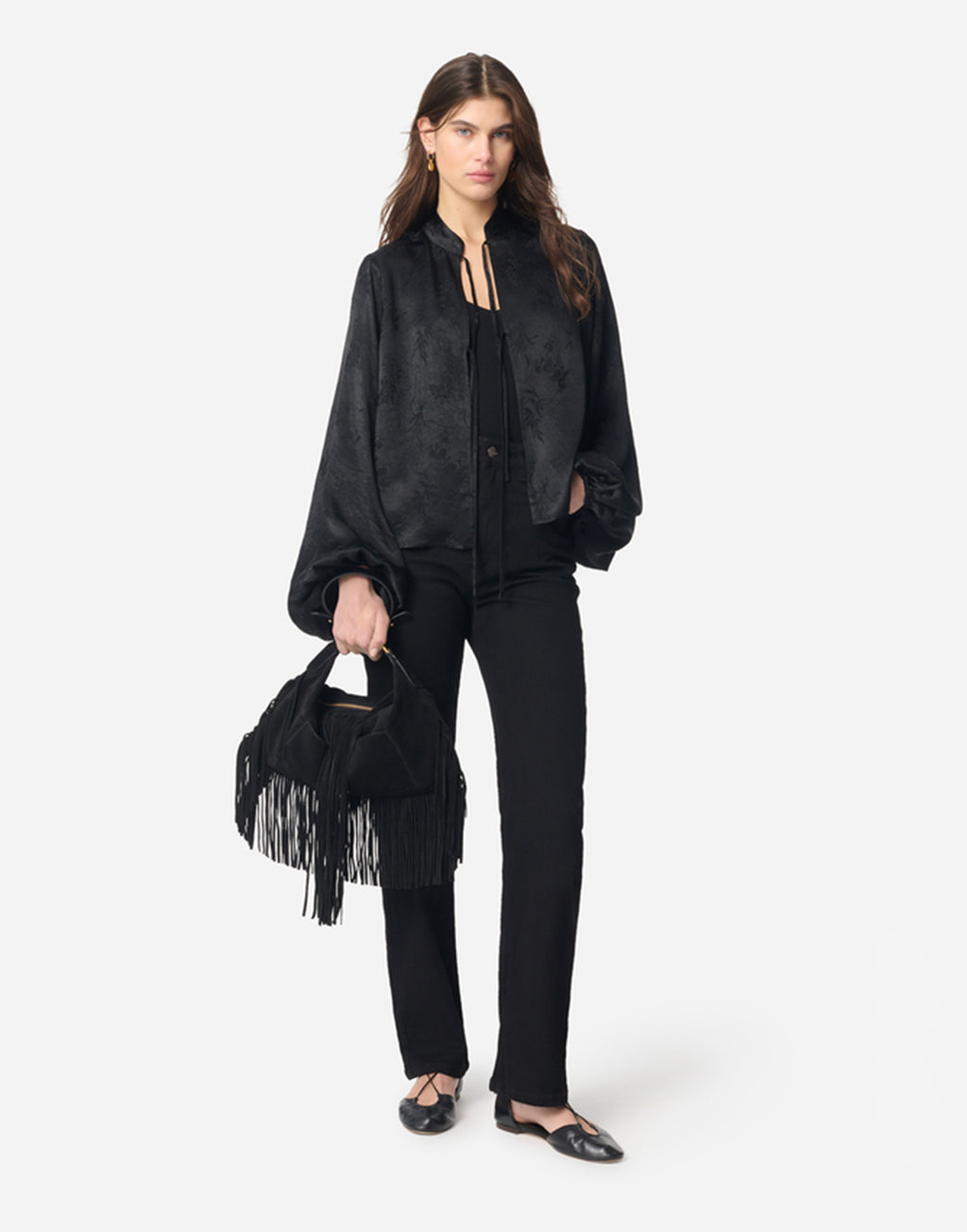 VANESSA BRUNO Blusa Glenys in Jacquard Satin Noir