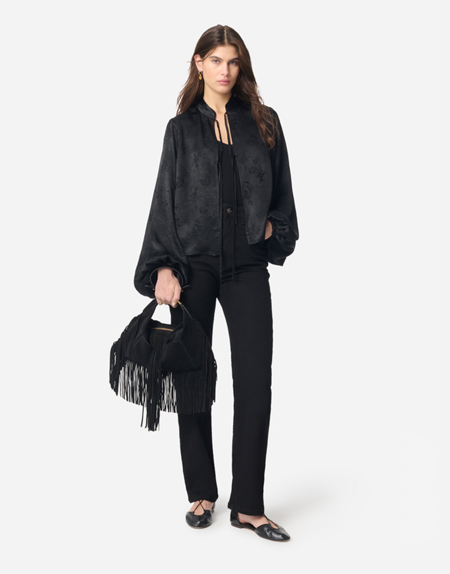 VANESSA BRUNO Blusa Glenys in Jacquard Satin Noir