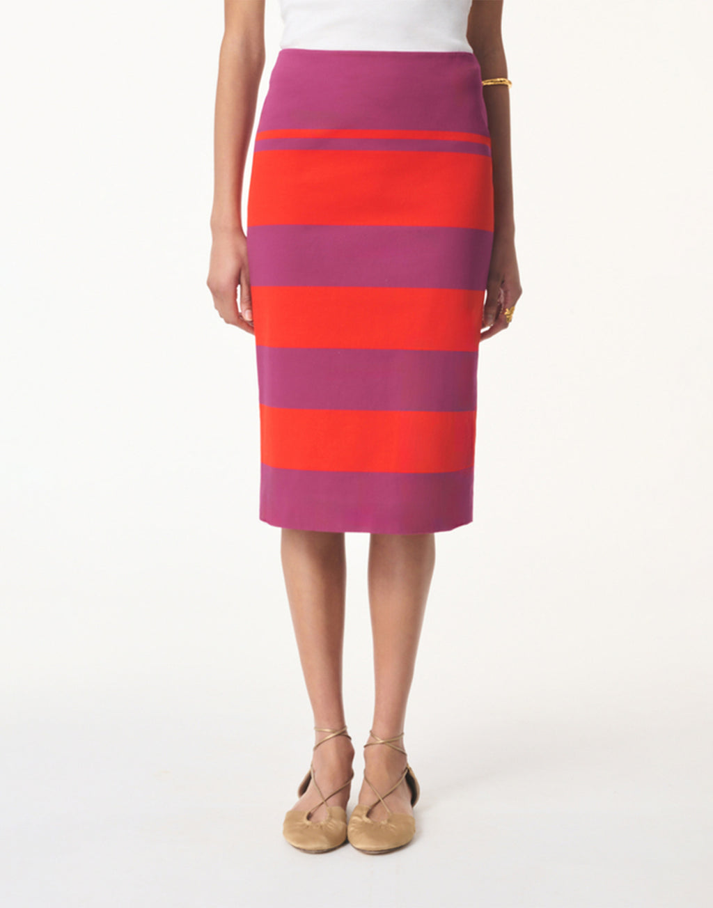 VANESSA BRUNO Gonna Midi a Righe in Cotone Multicolor