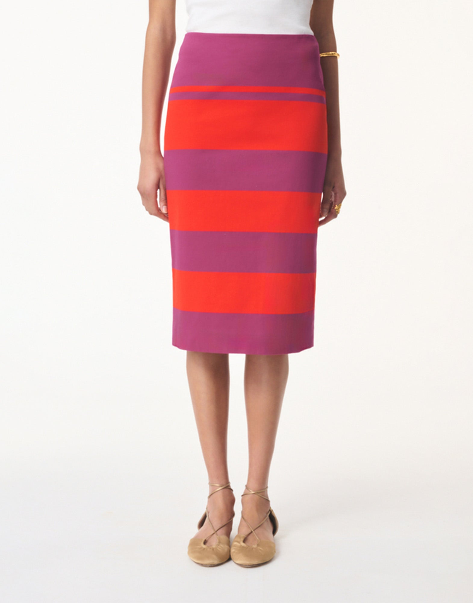 VANESSA BRUNO Gonna Midi a Righe in Cotone Multicolor