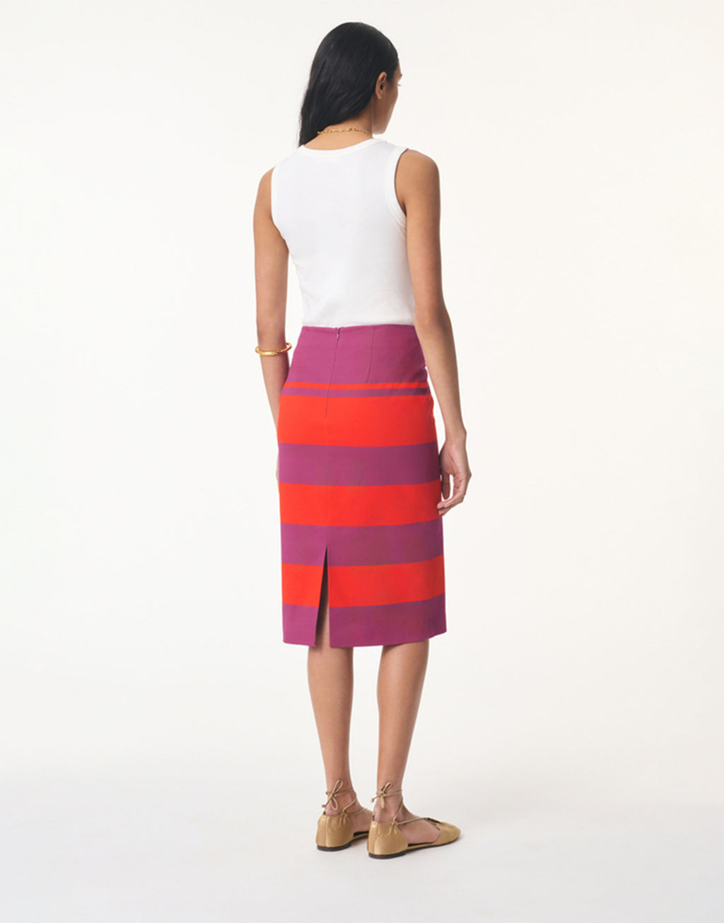 VANESSA BRUNO Gonna Midi a Righe in Cotone Multicolor