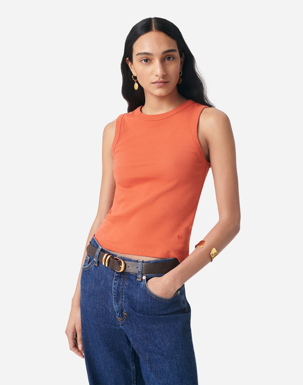 VANESSA BRUNO Tank Top in Cotone Organico a Costine Mandarine