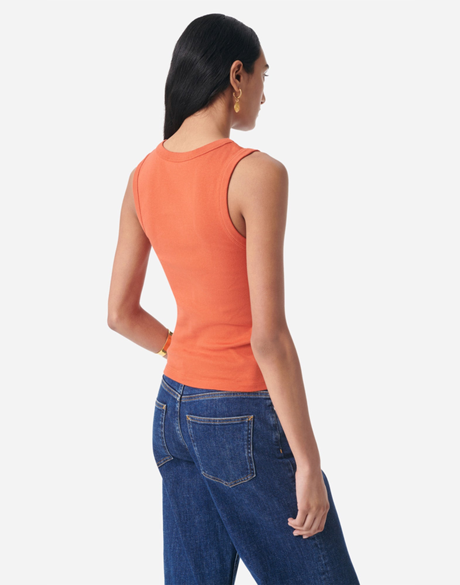 VANESSA BRUNO Tank Top in Cotone Organico a Costine Mandarine
