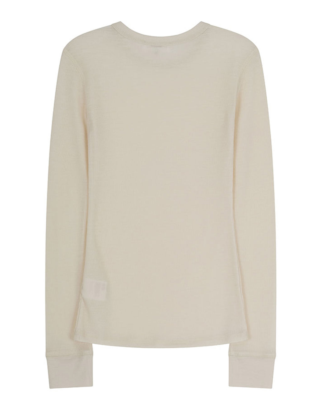 VIS A VIS T.shirt Girocollo a Costine in Jersey di Lana Avorio