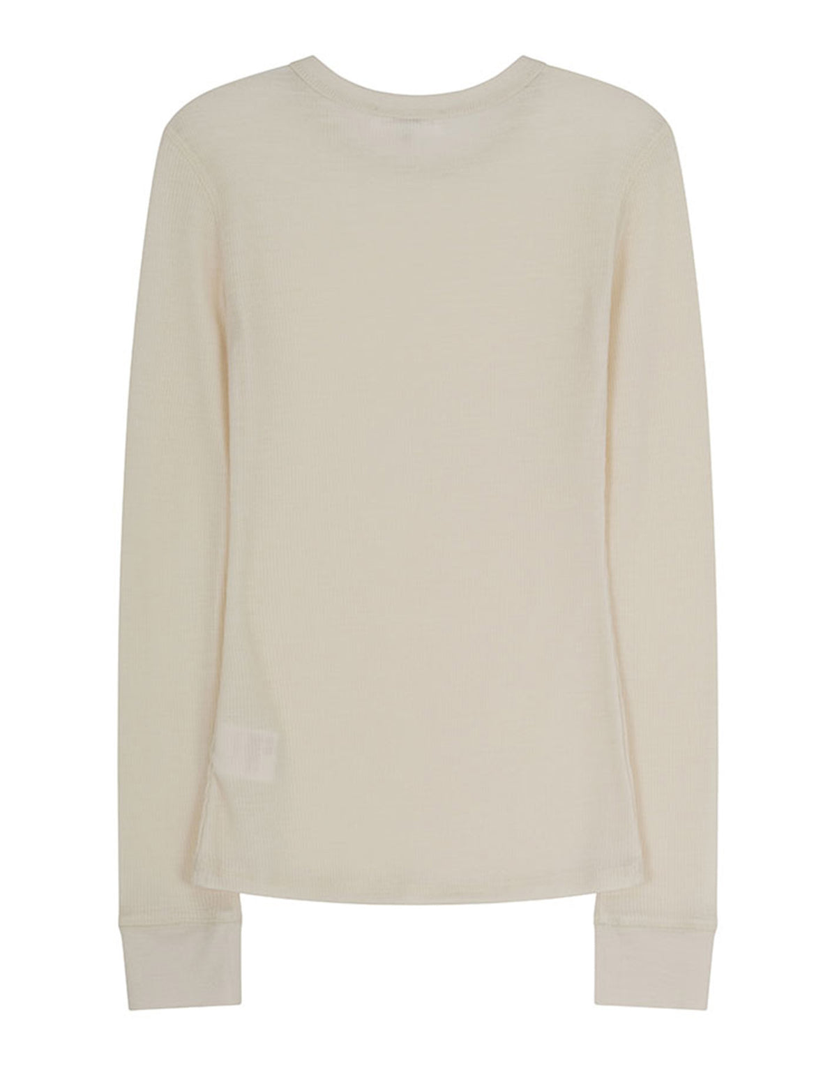VIS A VIS T.shirt Girocollo a Costine in Jersey di Lana Avorio