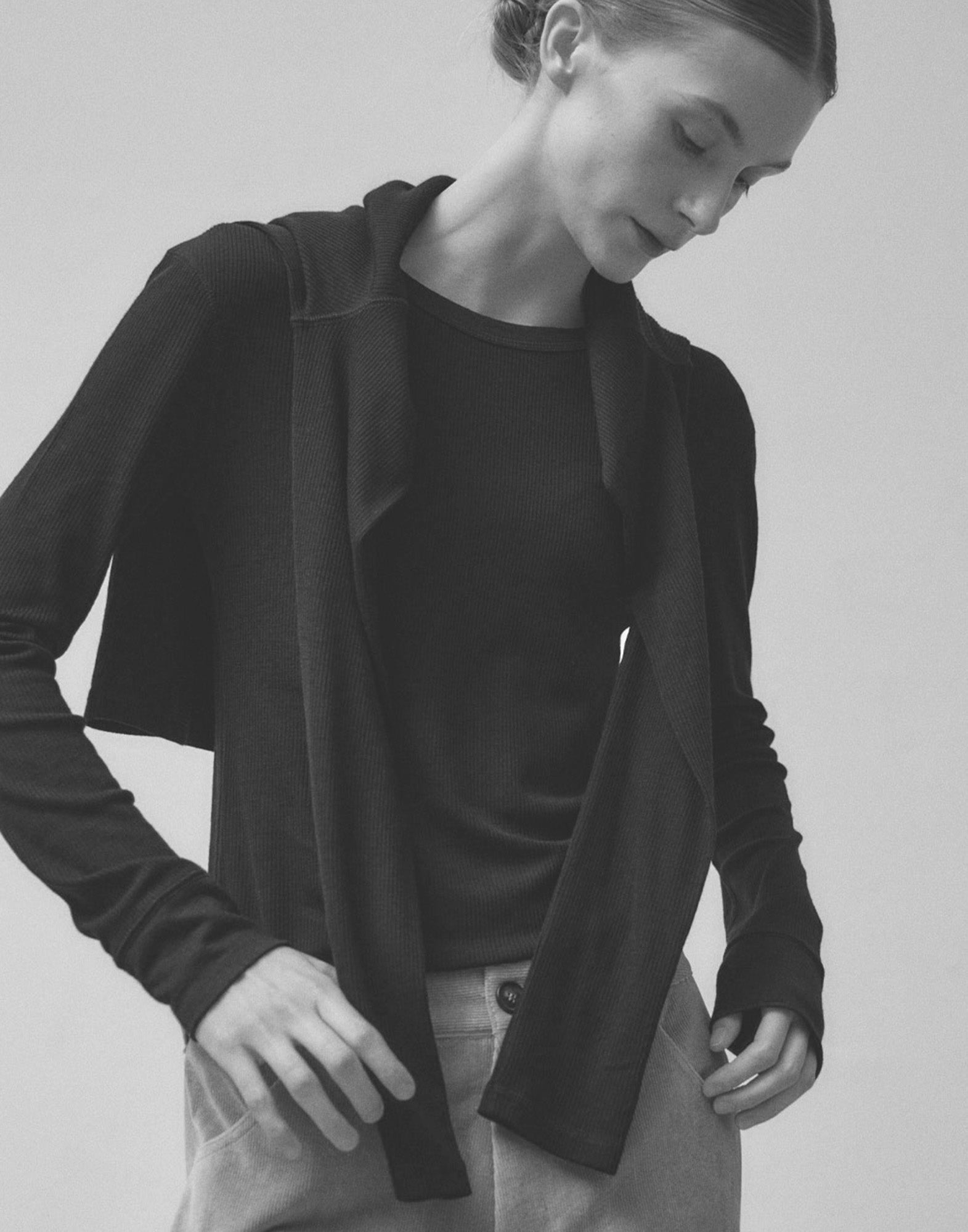 VIS A VIS T.shirt Girocollo a Costine in Jersey di Lana Avorio