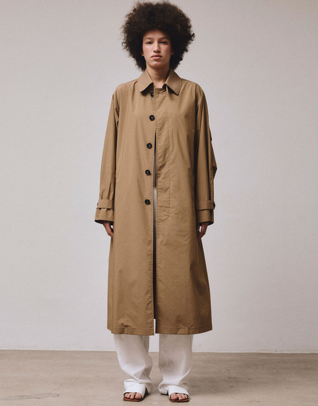 VIS A VIS Typewriter Belted Mac Coat Beige