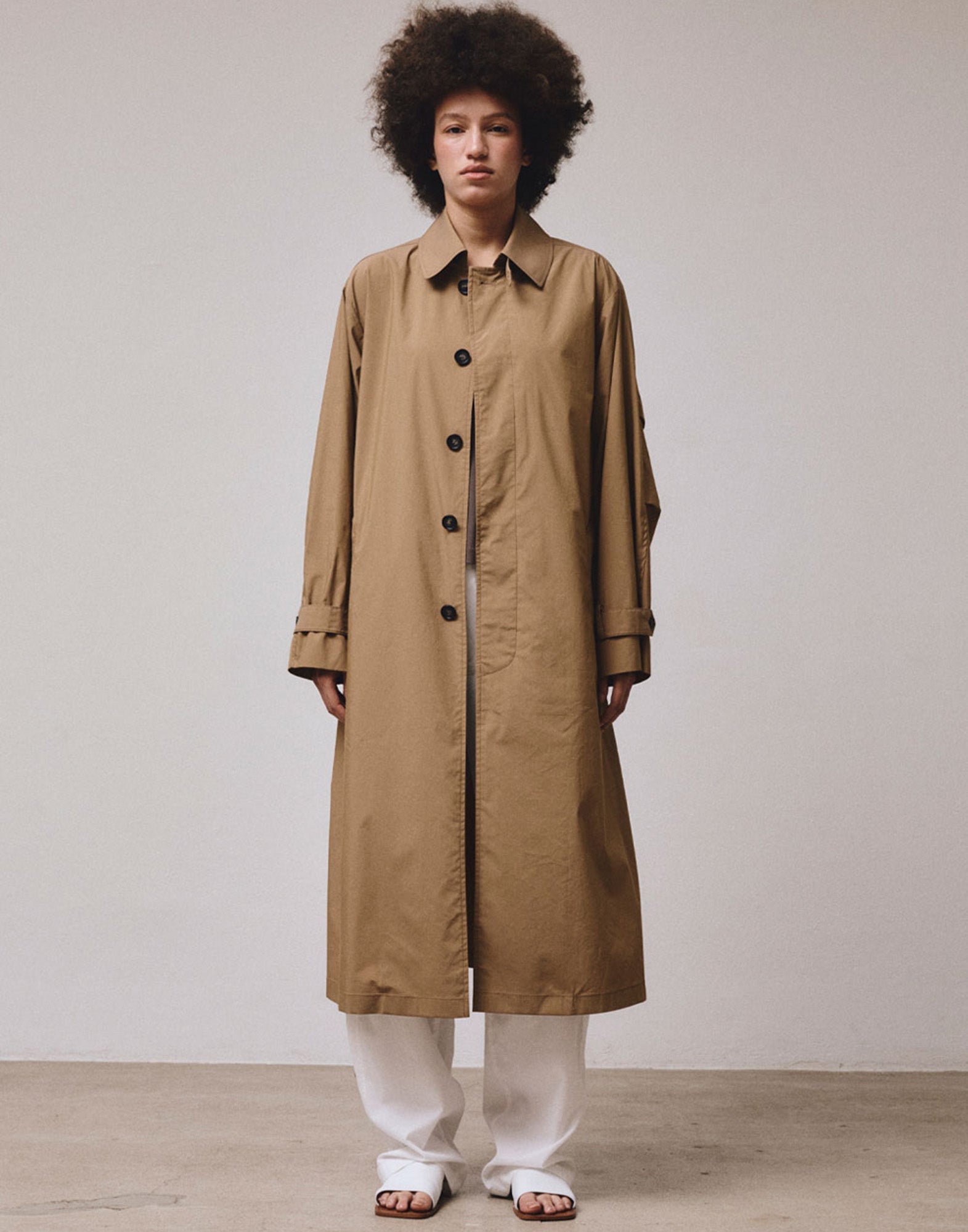 VIS A VIS Typewriter Belted Mac Coat Beige