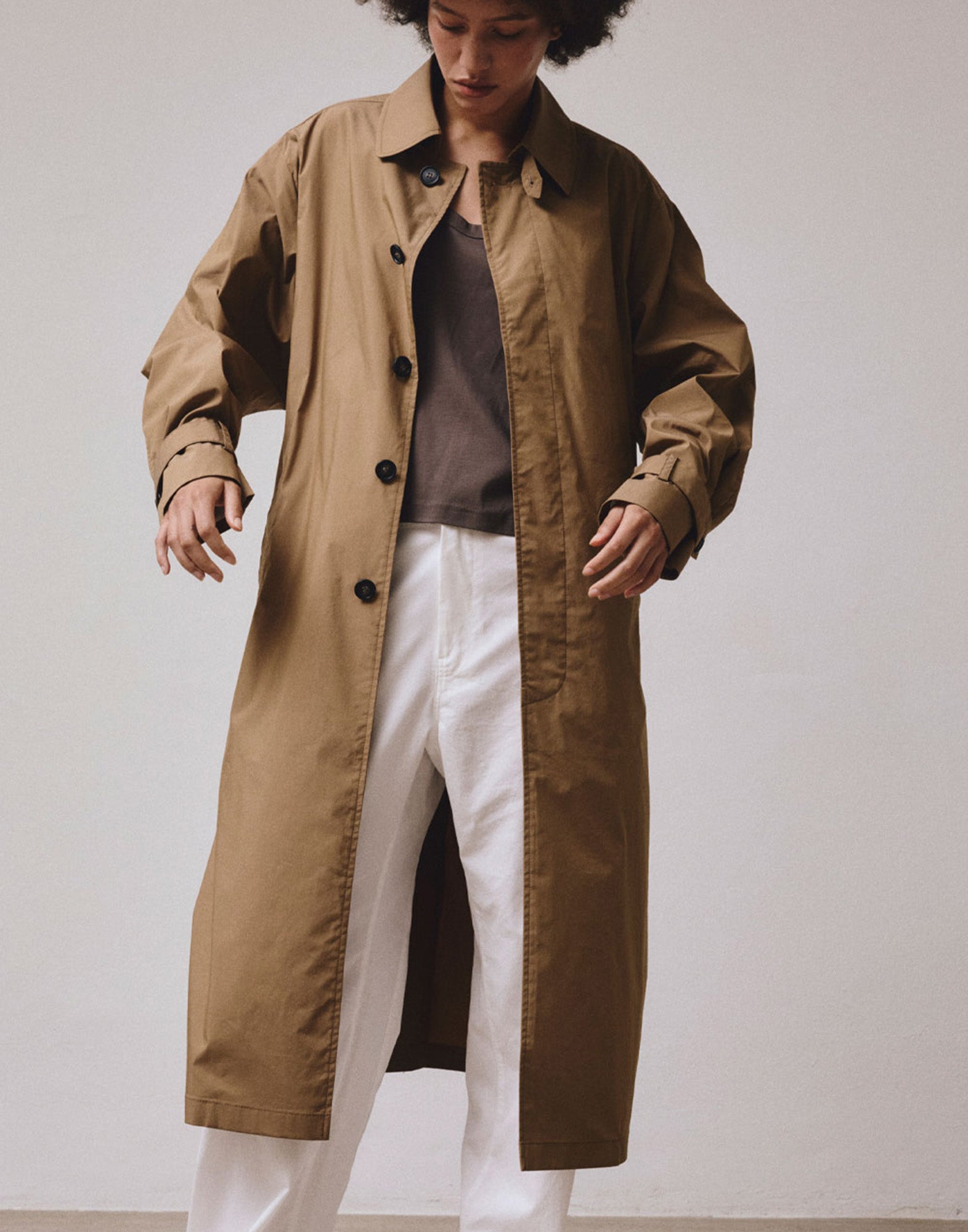 VIS A VIS Typewriter Belted Mac Coat Beige