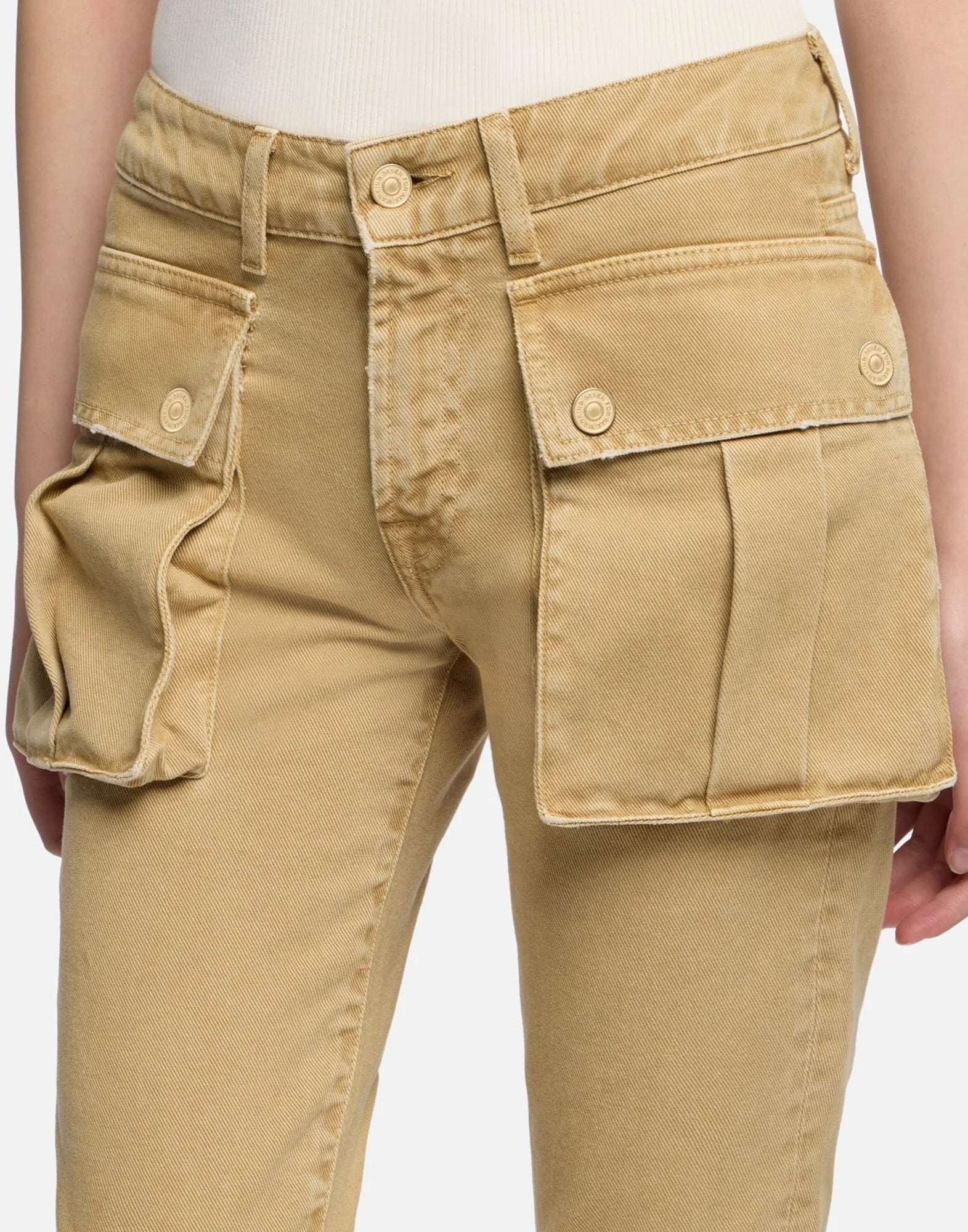 7 FOR ALL MANKIND Cargo Low Skinny Boot Pantaloni in Canvas Beige