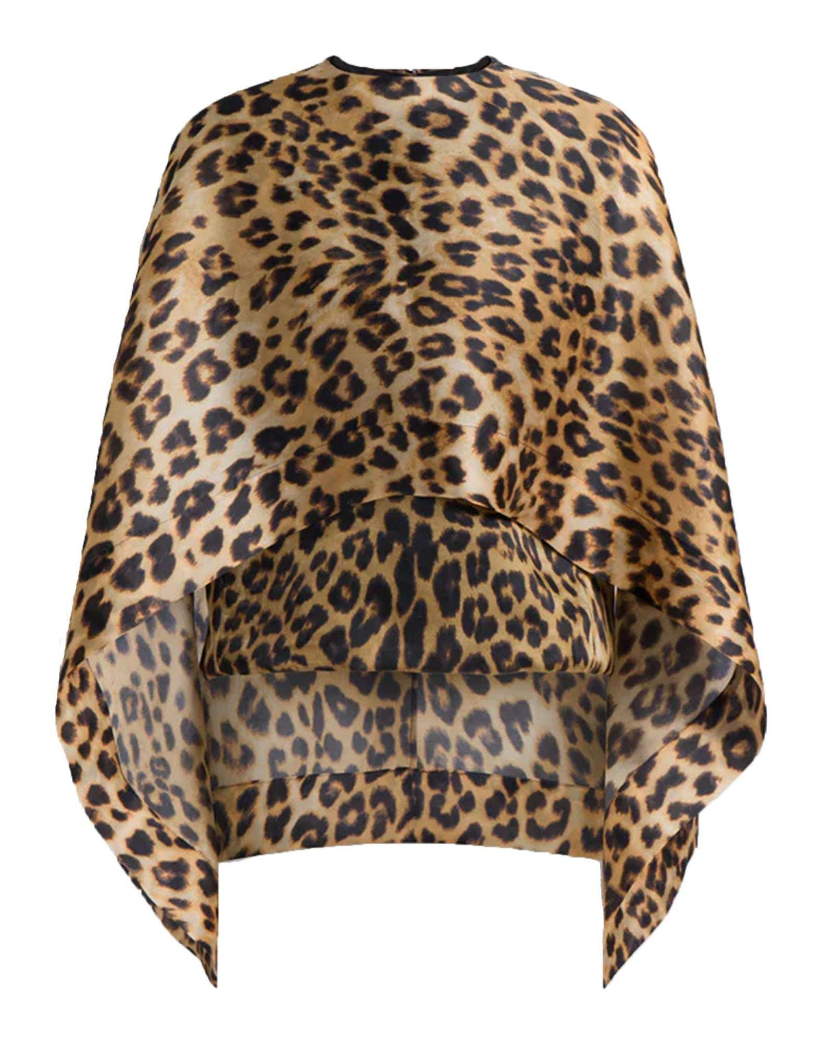 ALBERTA FERRETTI Top Cappa in Organza di Seta Leopardata