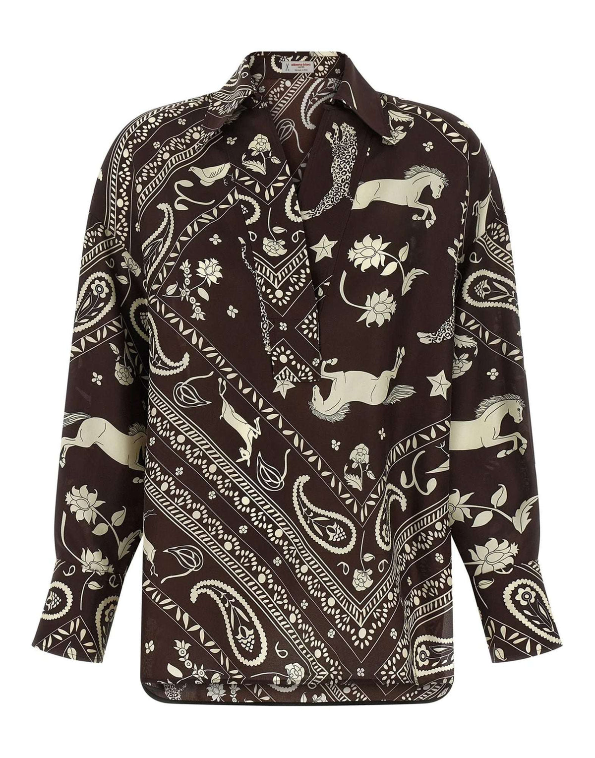 ALBERTO BIANI Camicia in Seta Stampa Paisley Ciocco