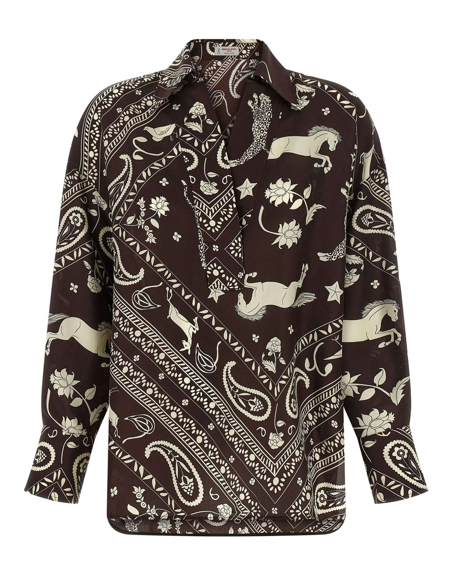 ALBERTO BIANI Camicia in Seta Stampa Paisley Ciocco