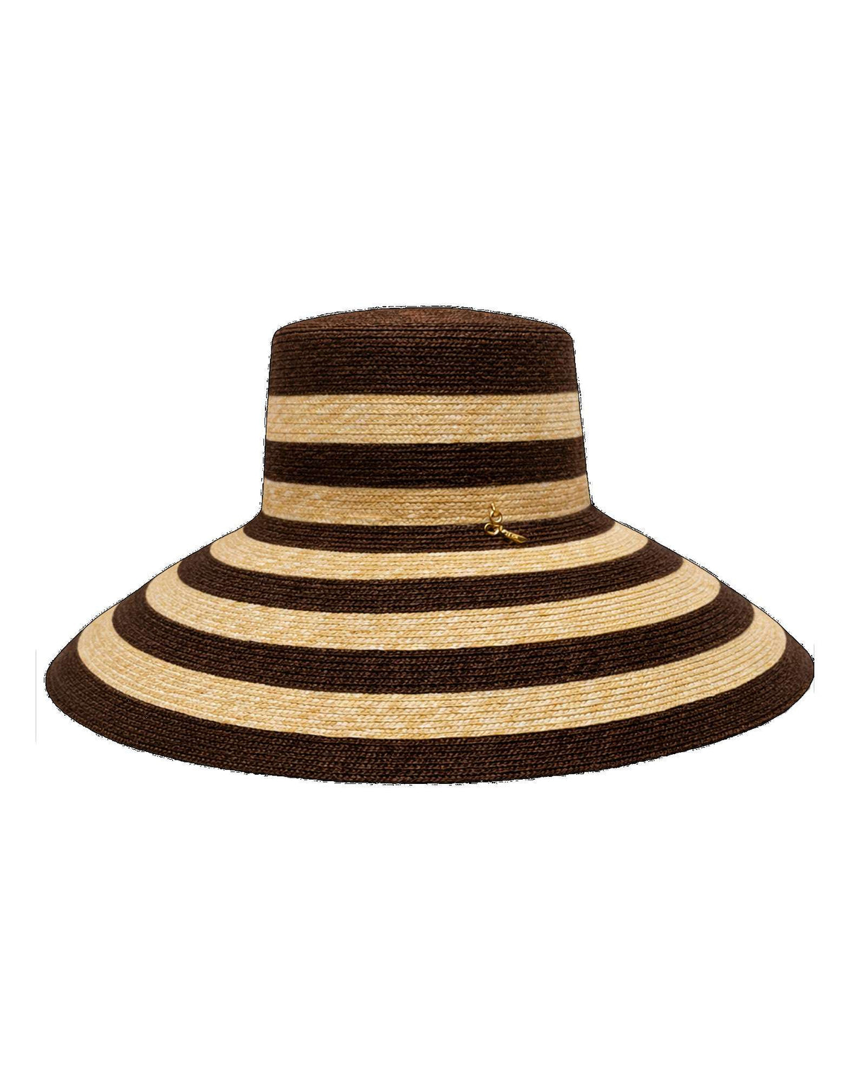 CATARZI Fedora Ampia in Paglia a Righe Naturale/Moro